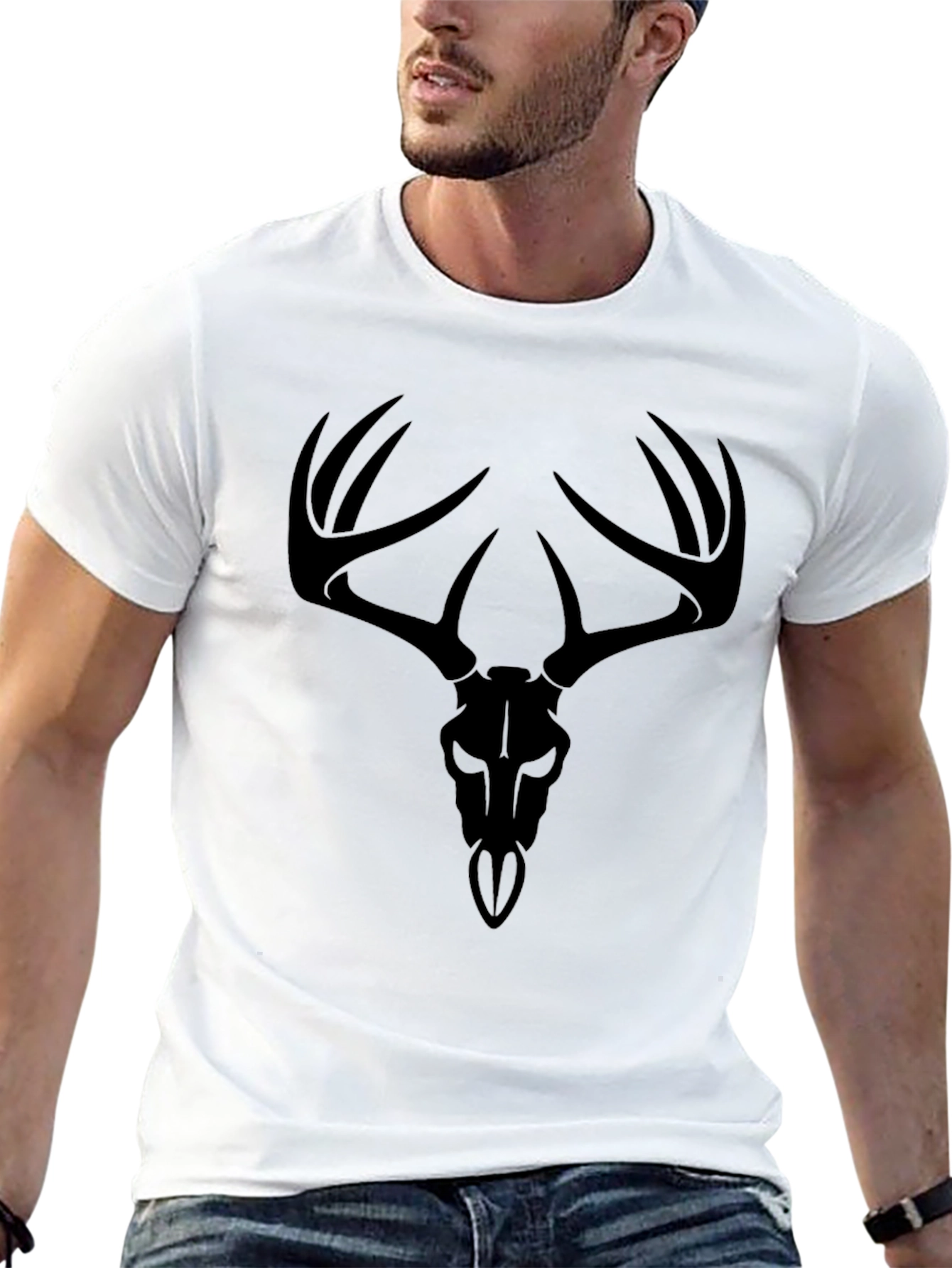Black Deer Skull Graphic Tee