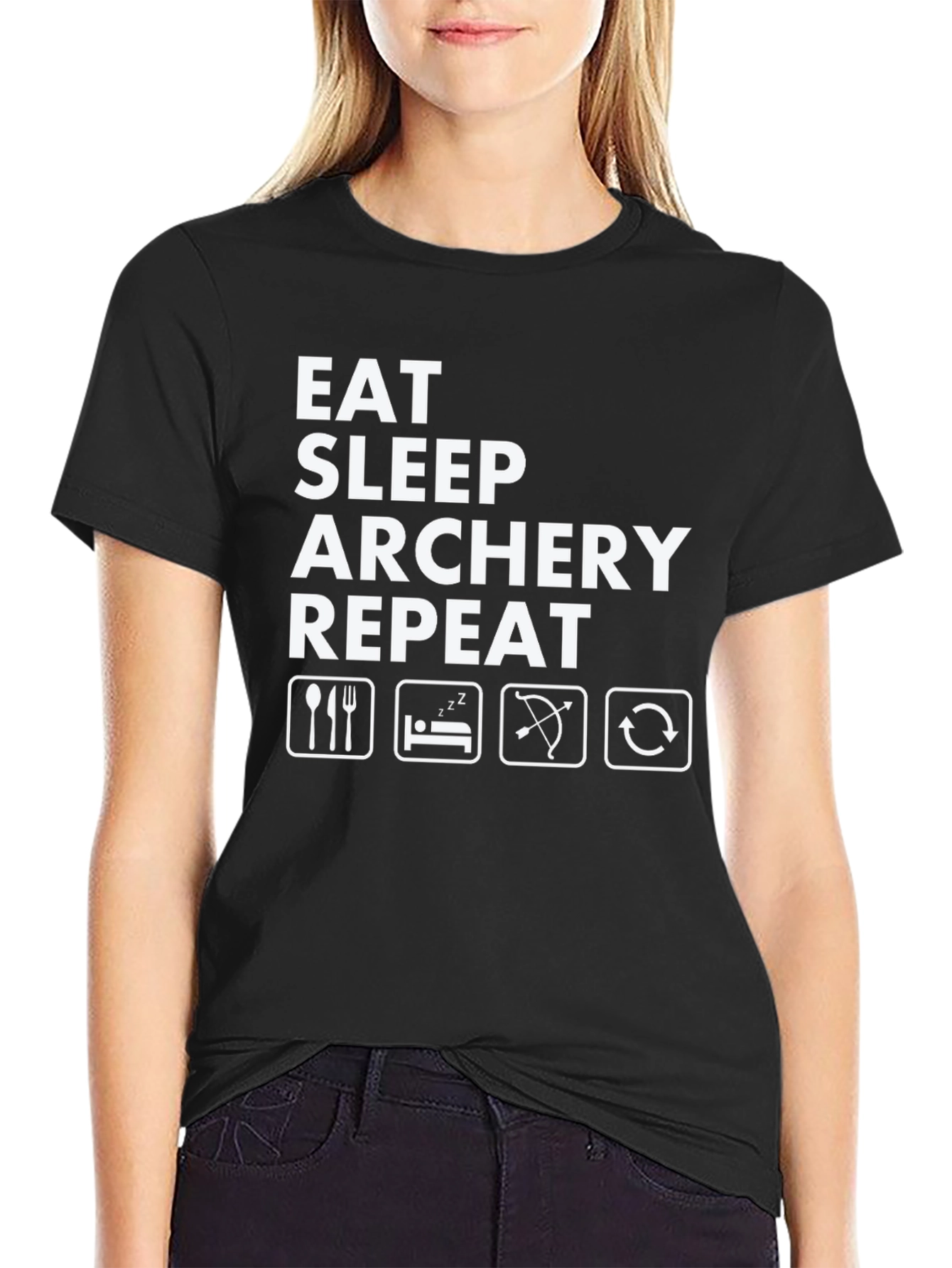 Eat Sleep Archery Repeat Black T-Shirt