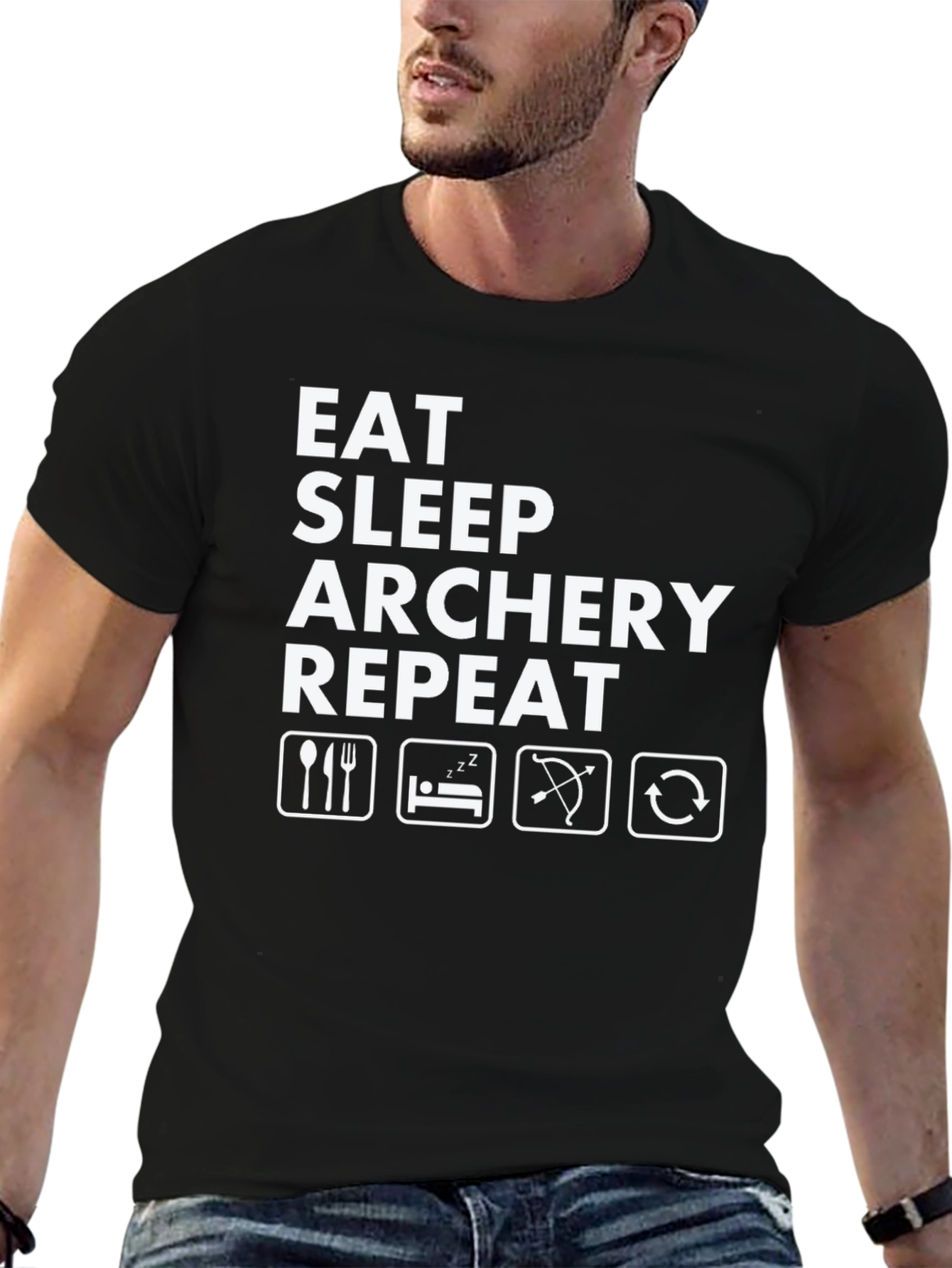 Eat Sleep Archery Repeat Black T-Shirt