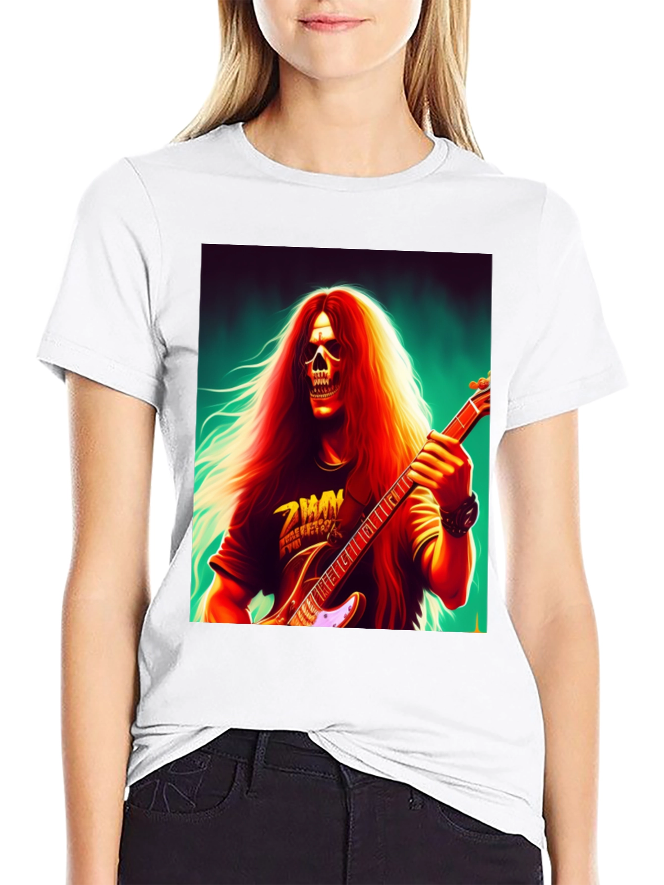 Skull Guitarist Graphic Tee