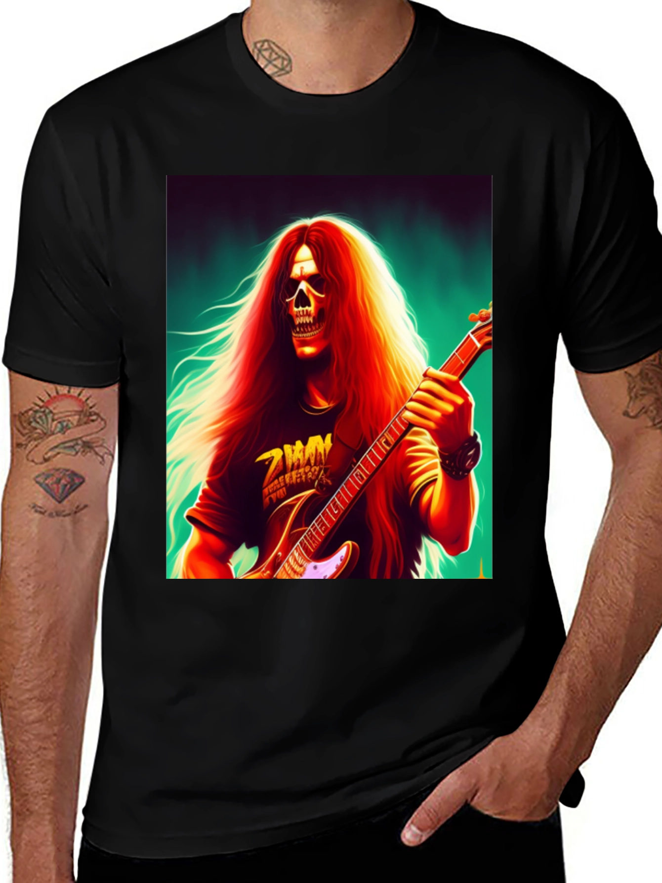 Skull Guitarist Graphic Tee