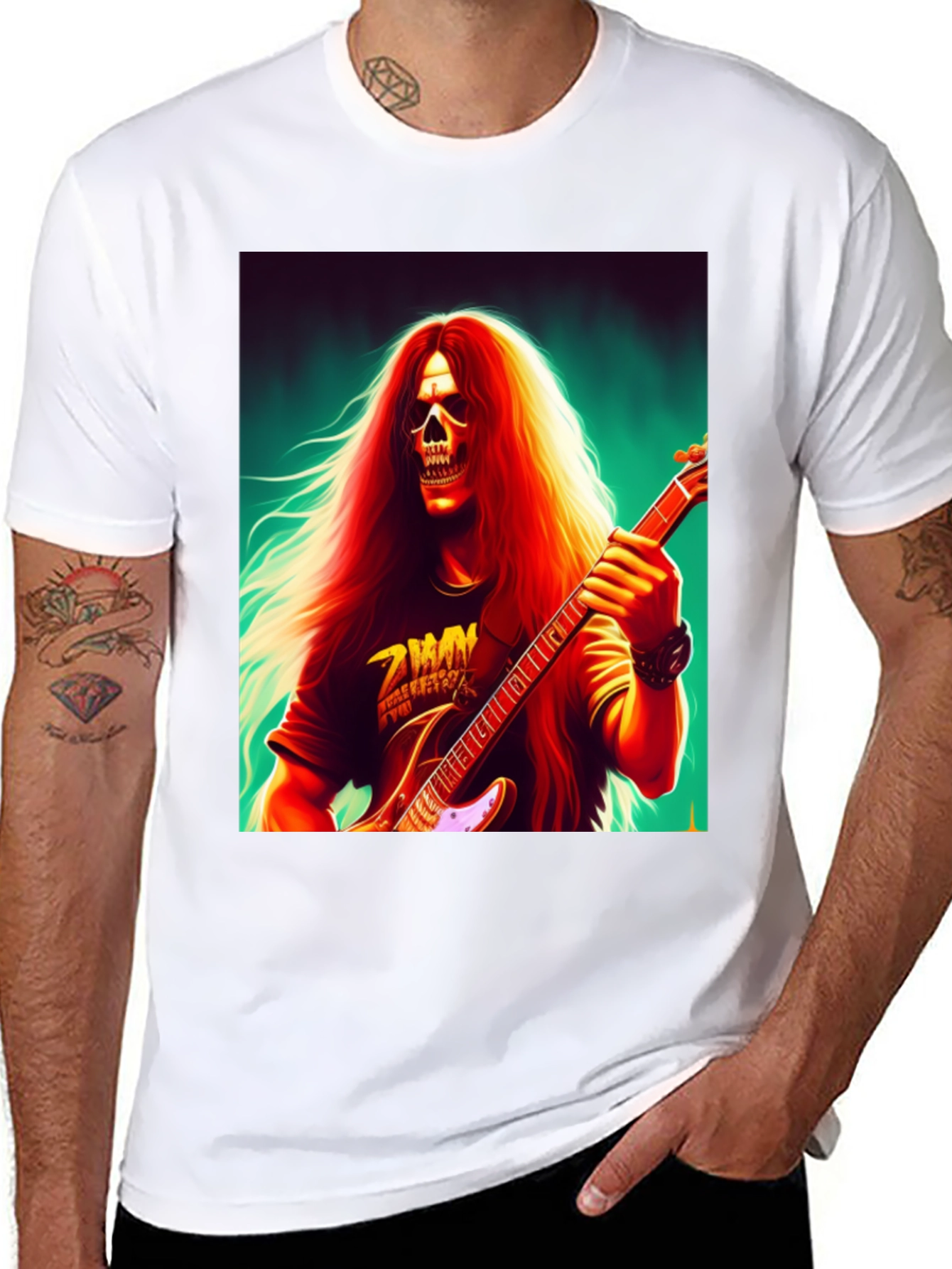 Skull Guitarist Graphic Tee