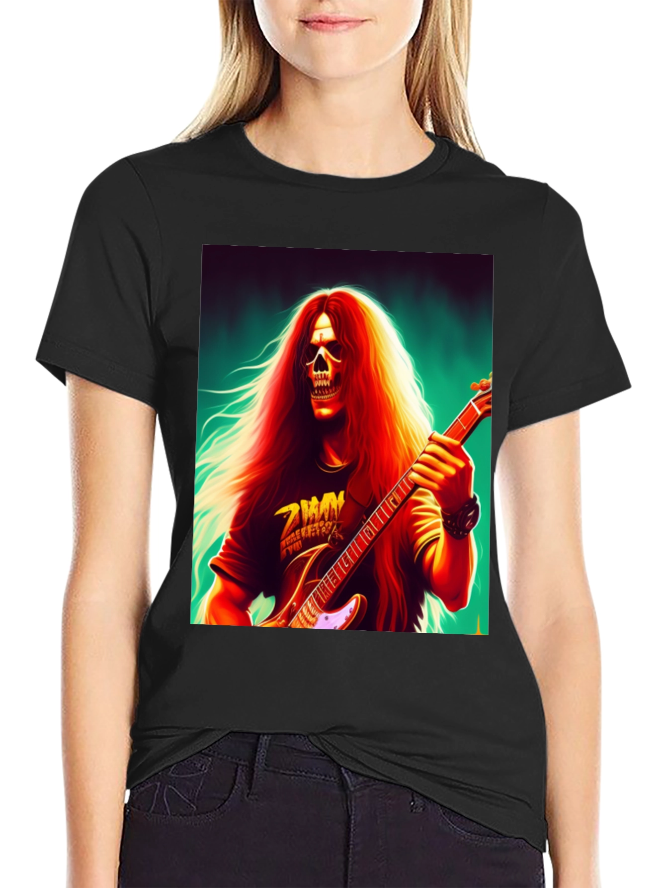 Skull Guitarist Graphic Tee