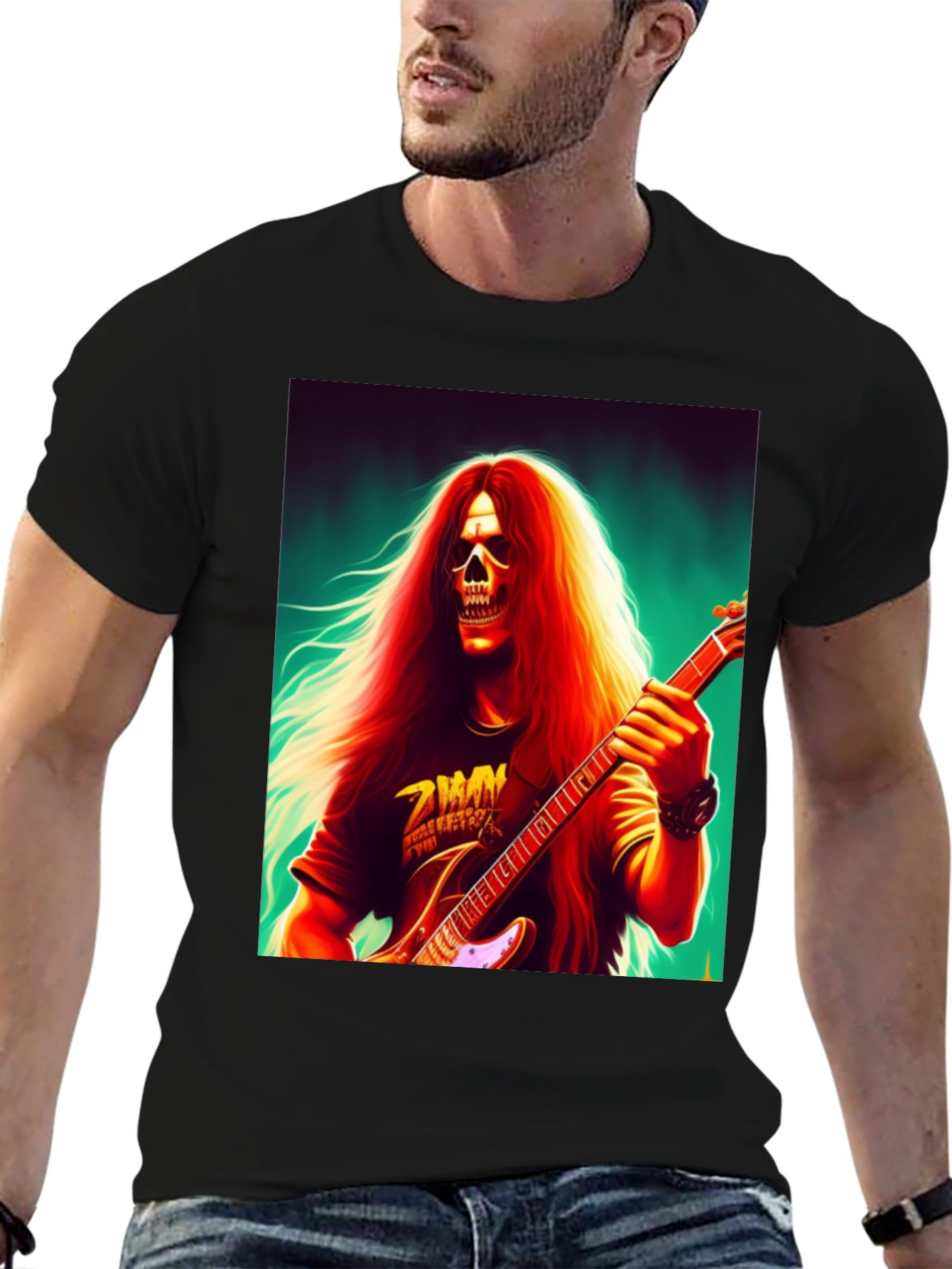 Skull Guitarist Graphic Tee