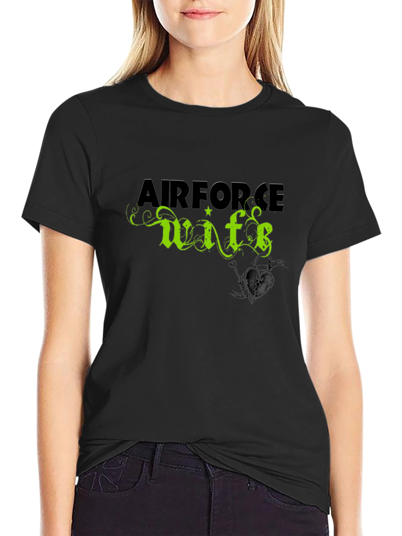 Air Force Wife Graphic T-Shirt - Black