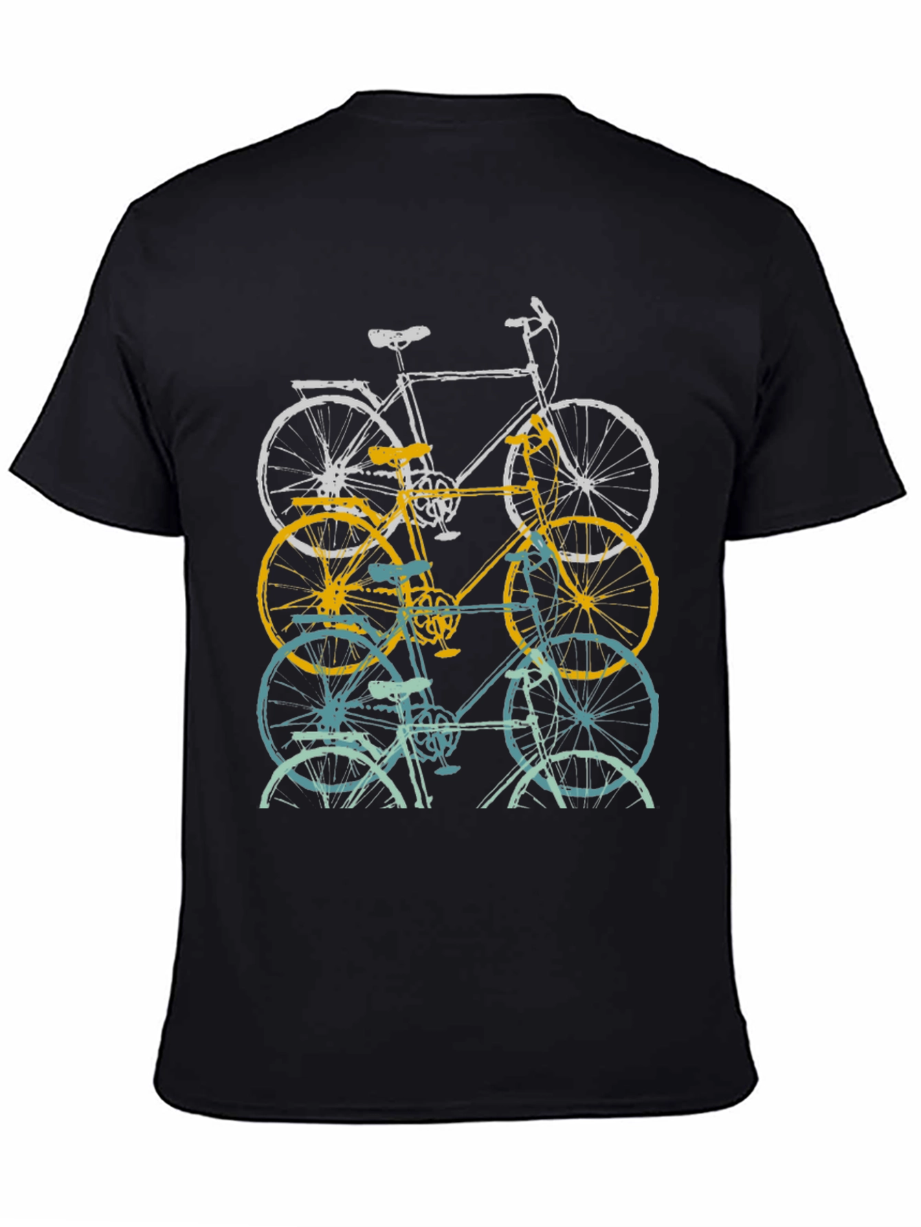 Retro Bicycle Graphic Tee - Mens Black Cotton T-Shirt