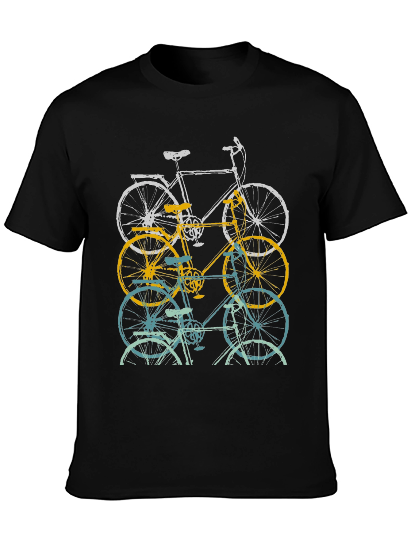 Retro Bicycle Graphic Tee - Mens Black Cotton T-Shirt
