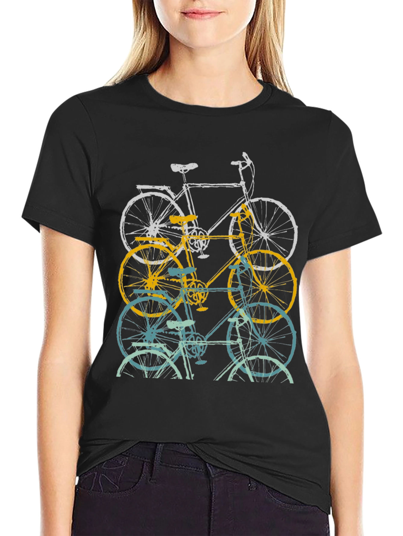 Retro Bicycle Graphic Tee - Mens Black Cotton T-Shirt