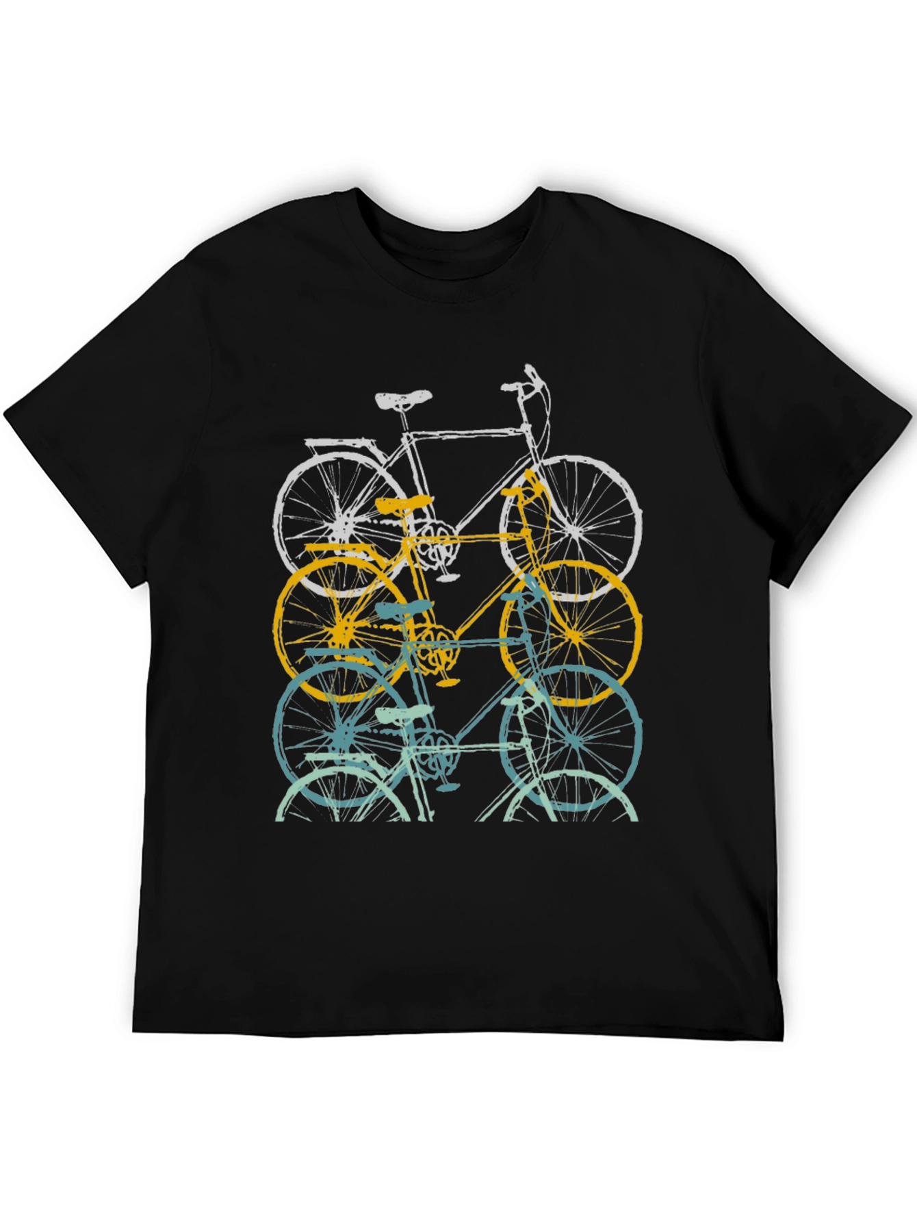 Retro Bicycle Graphic Tee - Mens Black Cotton T-Shirt