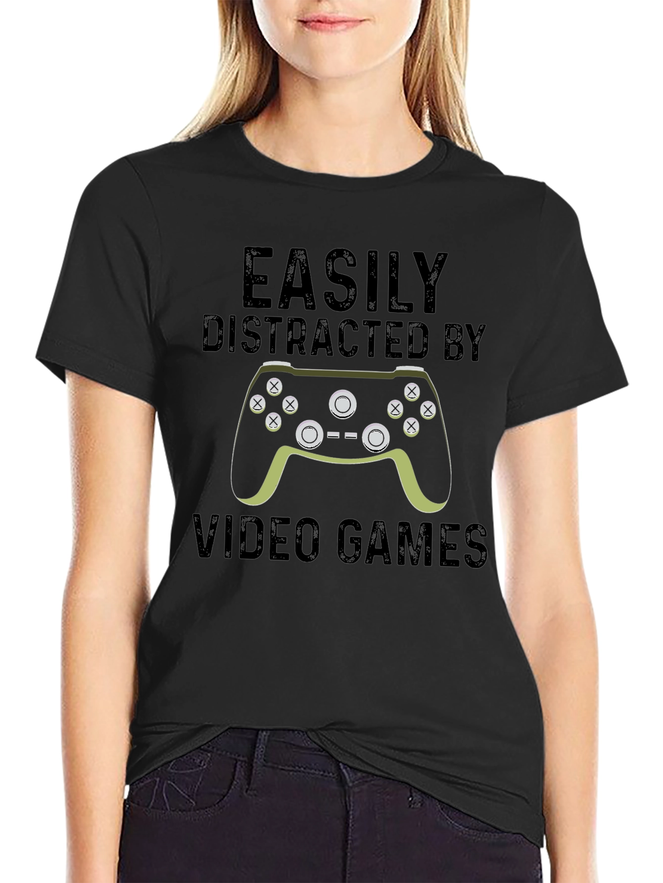 Easily Distracted by Video Games Black T-Shirt