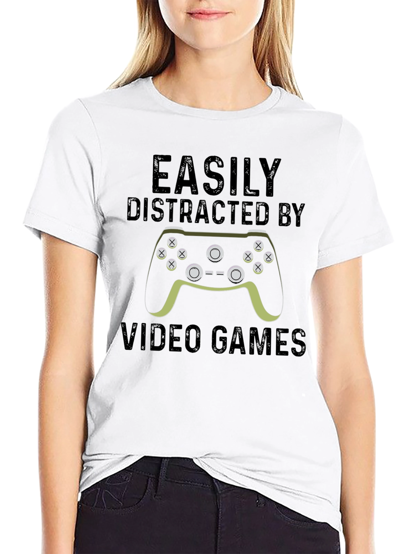 Easily Distracted by Video Games Black T-Shirt