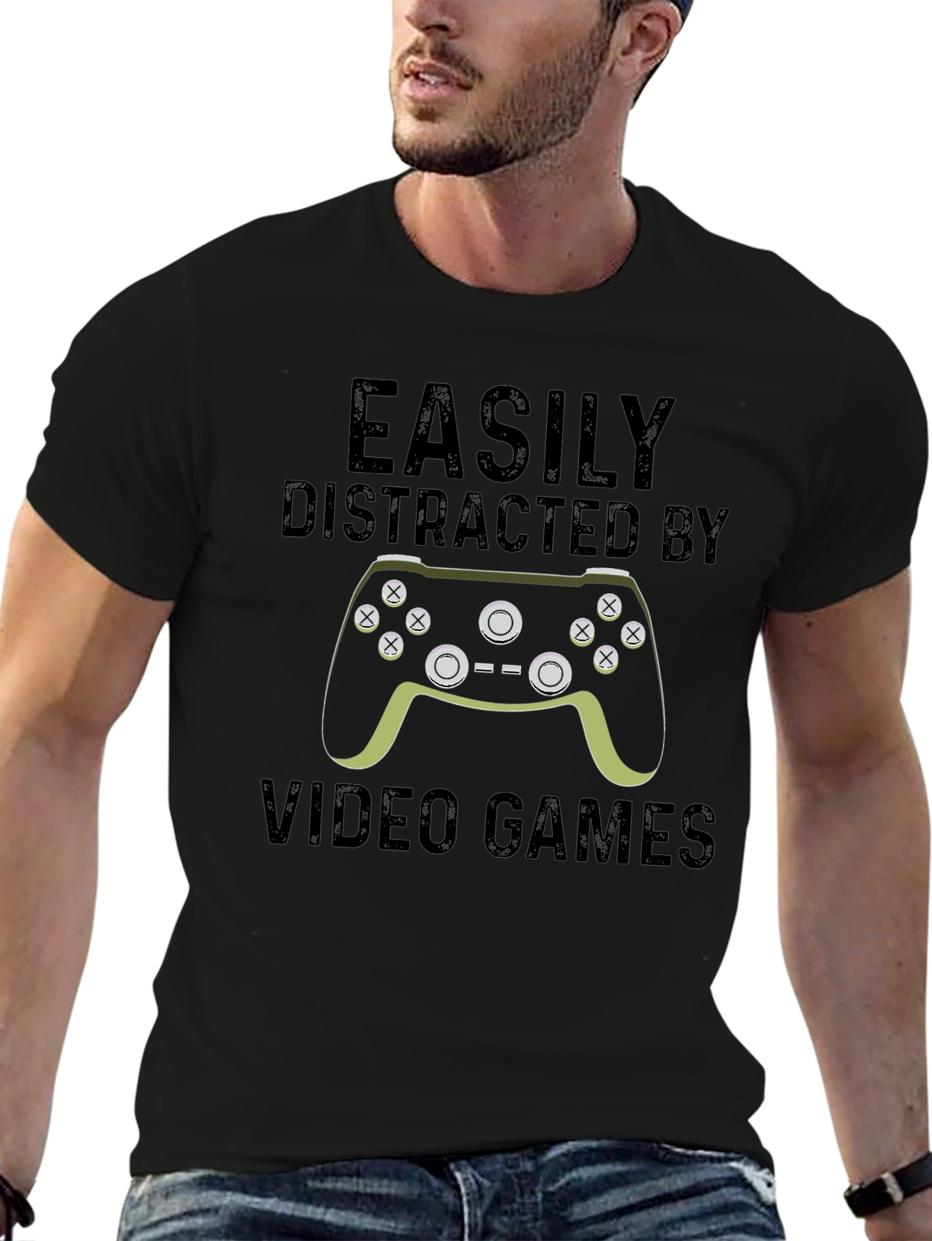 Easily Distracted by Video Games Black T-Shirt