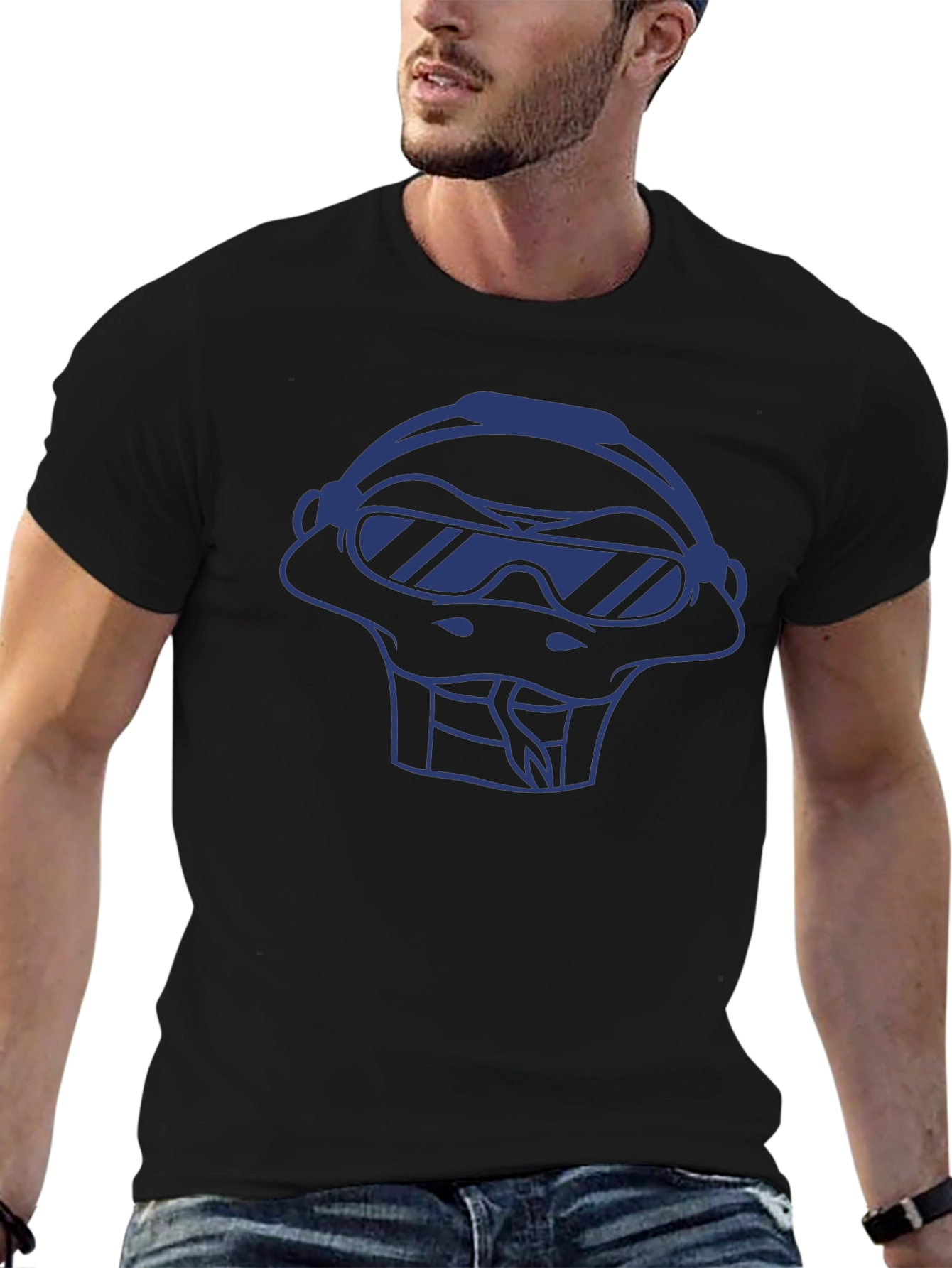 Cool Snake T-Shirt - Blue Graphic on Black