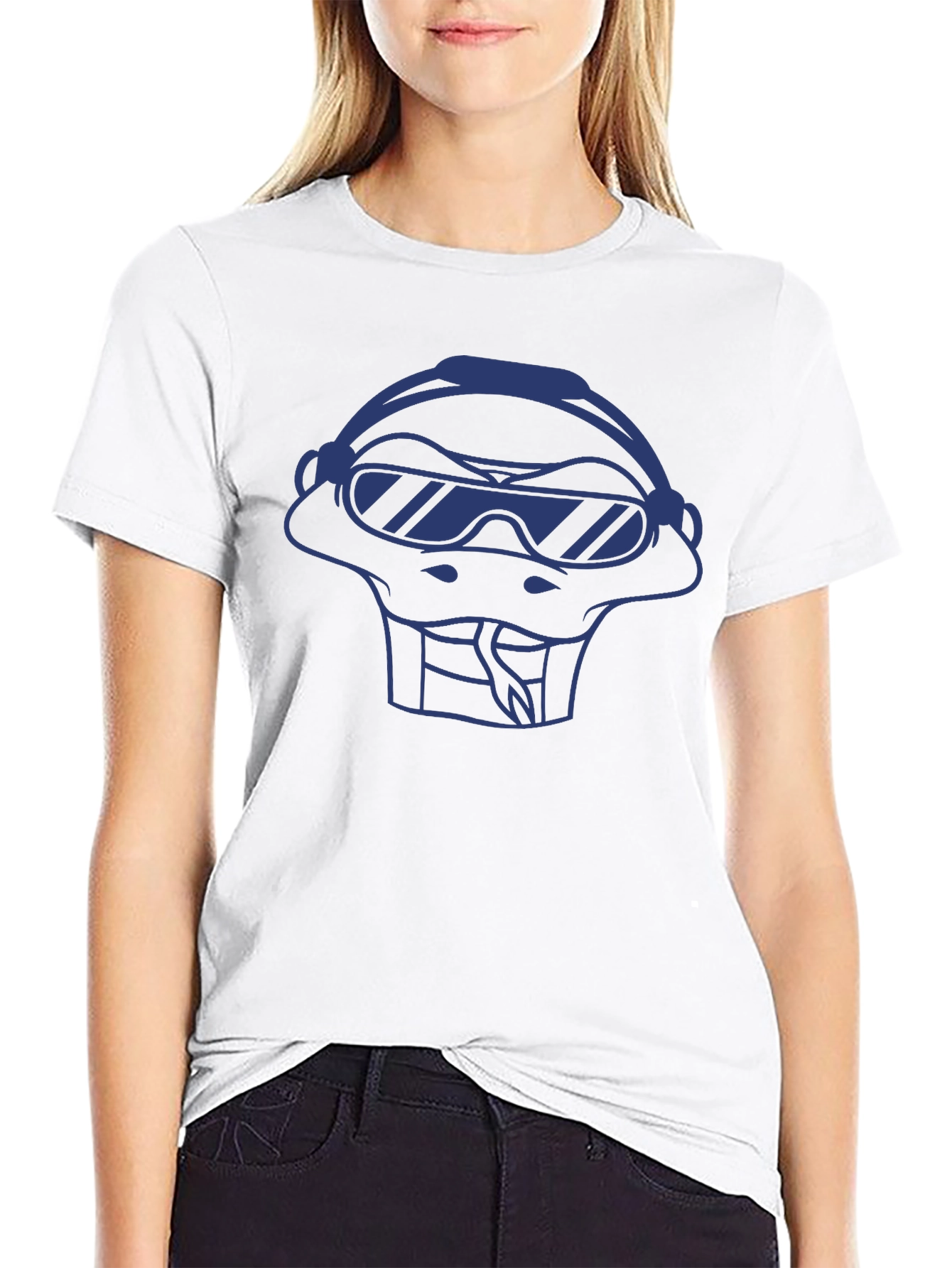 Cool Snake T-Shirt - Blue Graphic on Black