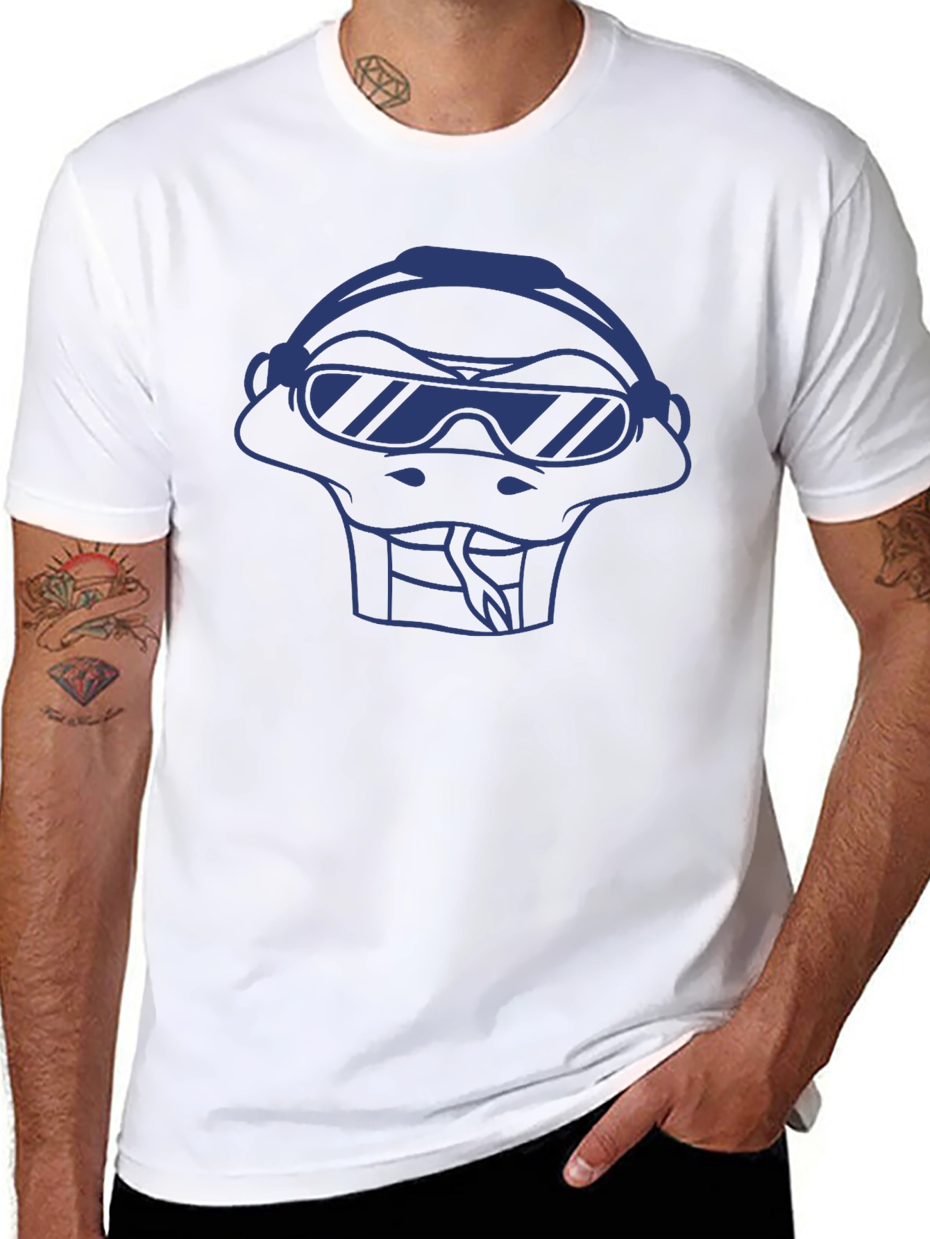 Cool Snake T-Shirt - Blue Graphic on Black