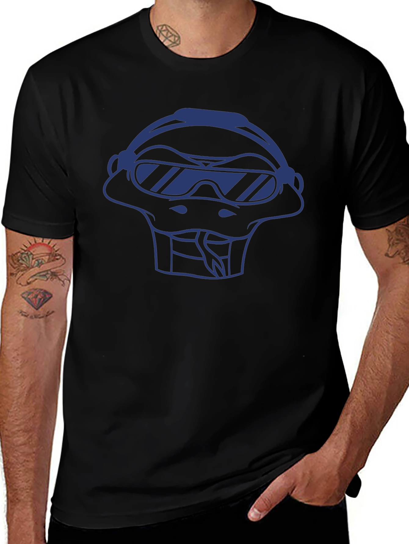 Cool Snake T-Shirt - Blue Graphic on Black