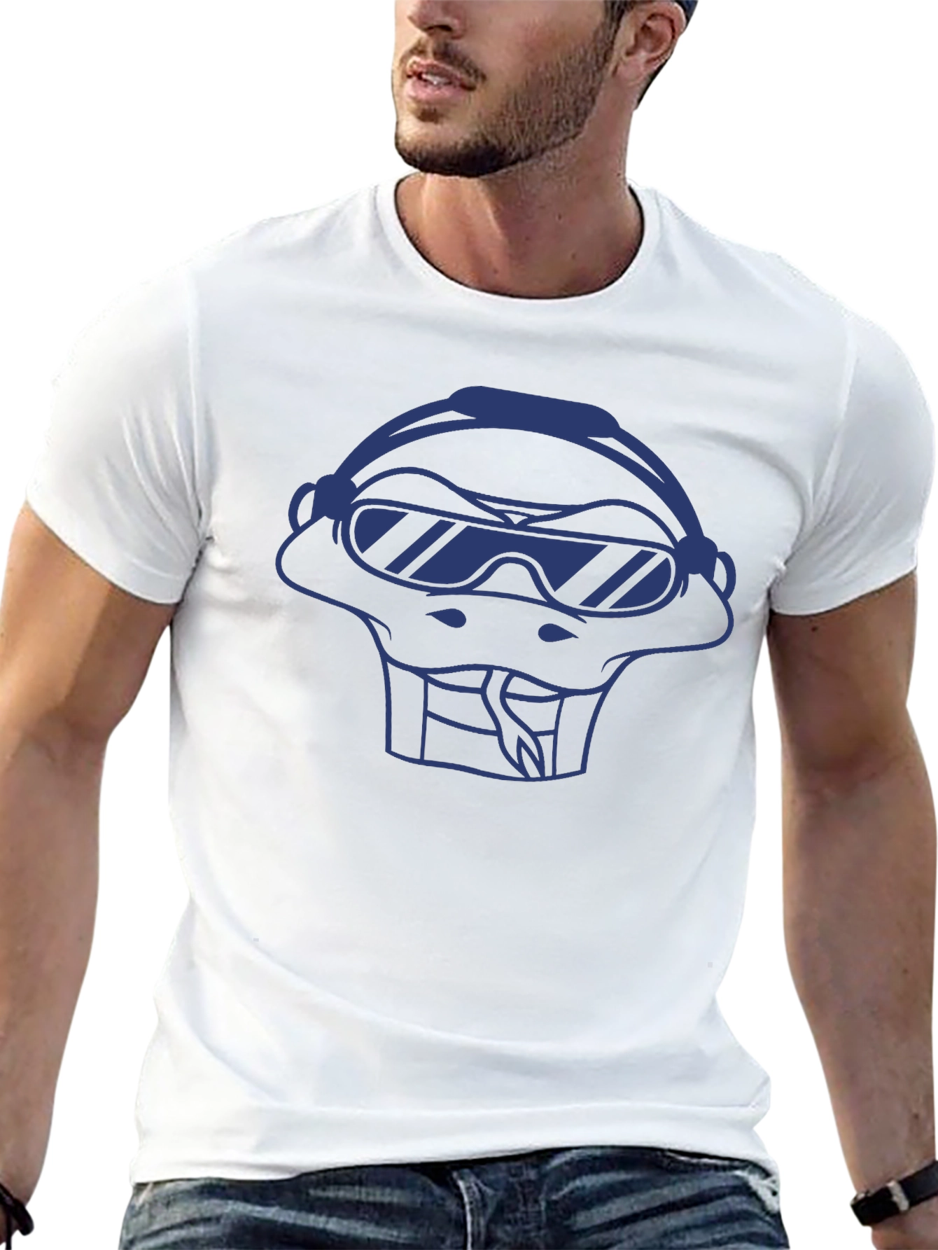 Cool Snake T-Shirt - Blue Graphic on Black