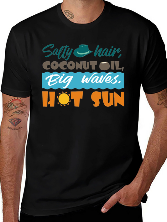 Salty Hair Coconut Oil Big Waves Hot Sun Graphic T-Shirt