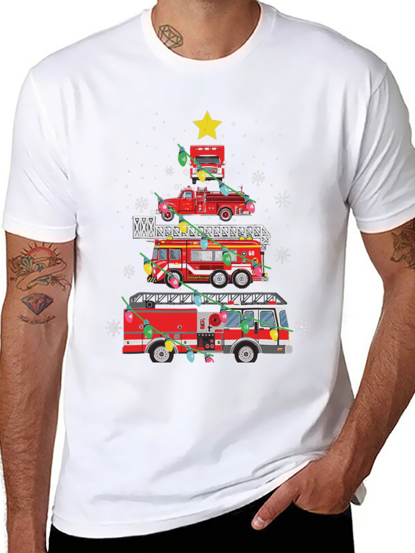 Fire Truck Christmas Tree T-Shirt