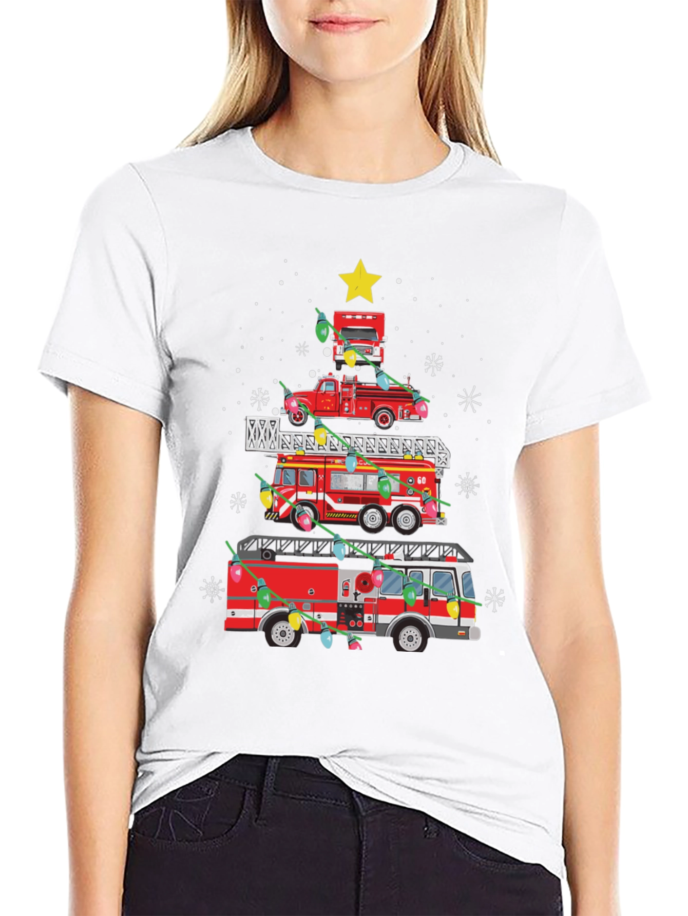 Fire Truck Christmas Tree T-Shirt