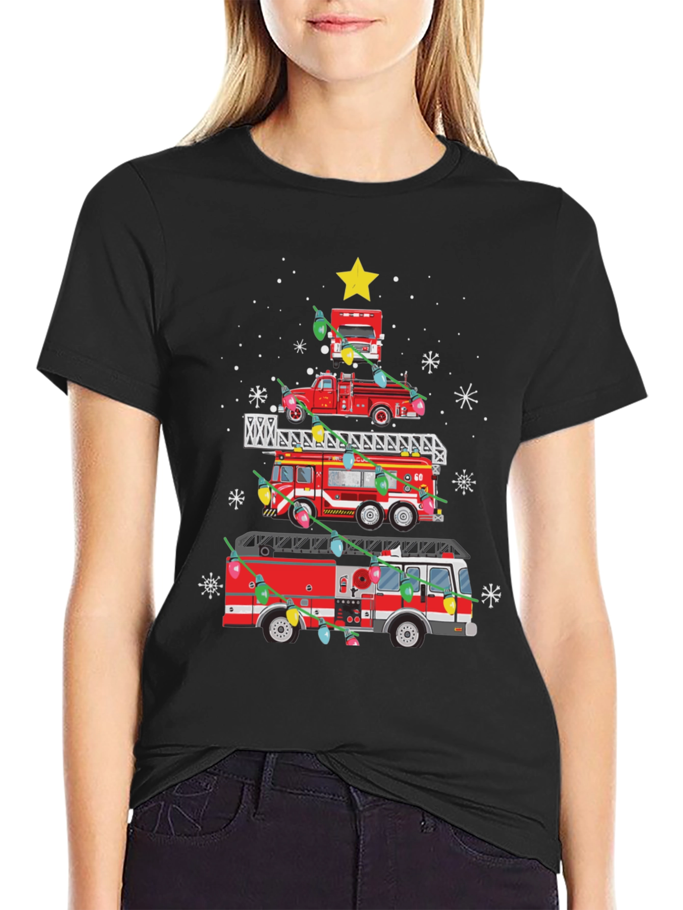 Fire Truck Christmas Tree T-Shirt