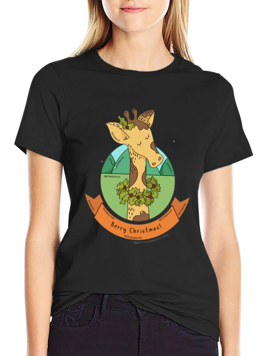 Berry Christmas Giraffe T-Shirt