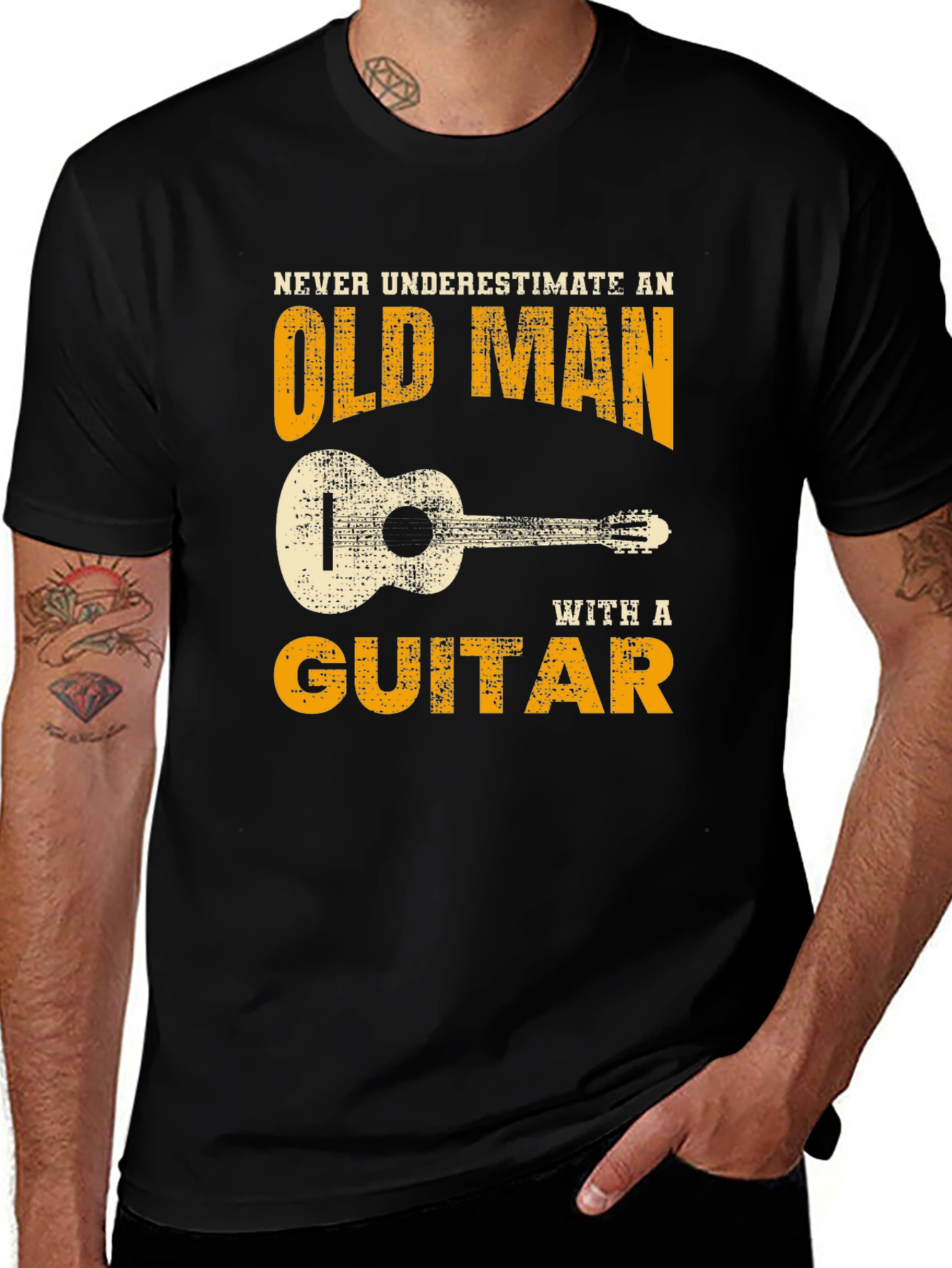 Old Man Guitar T-Shirt - Black