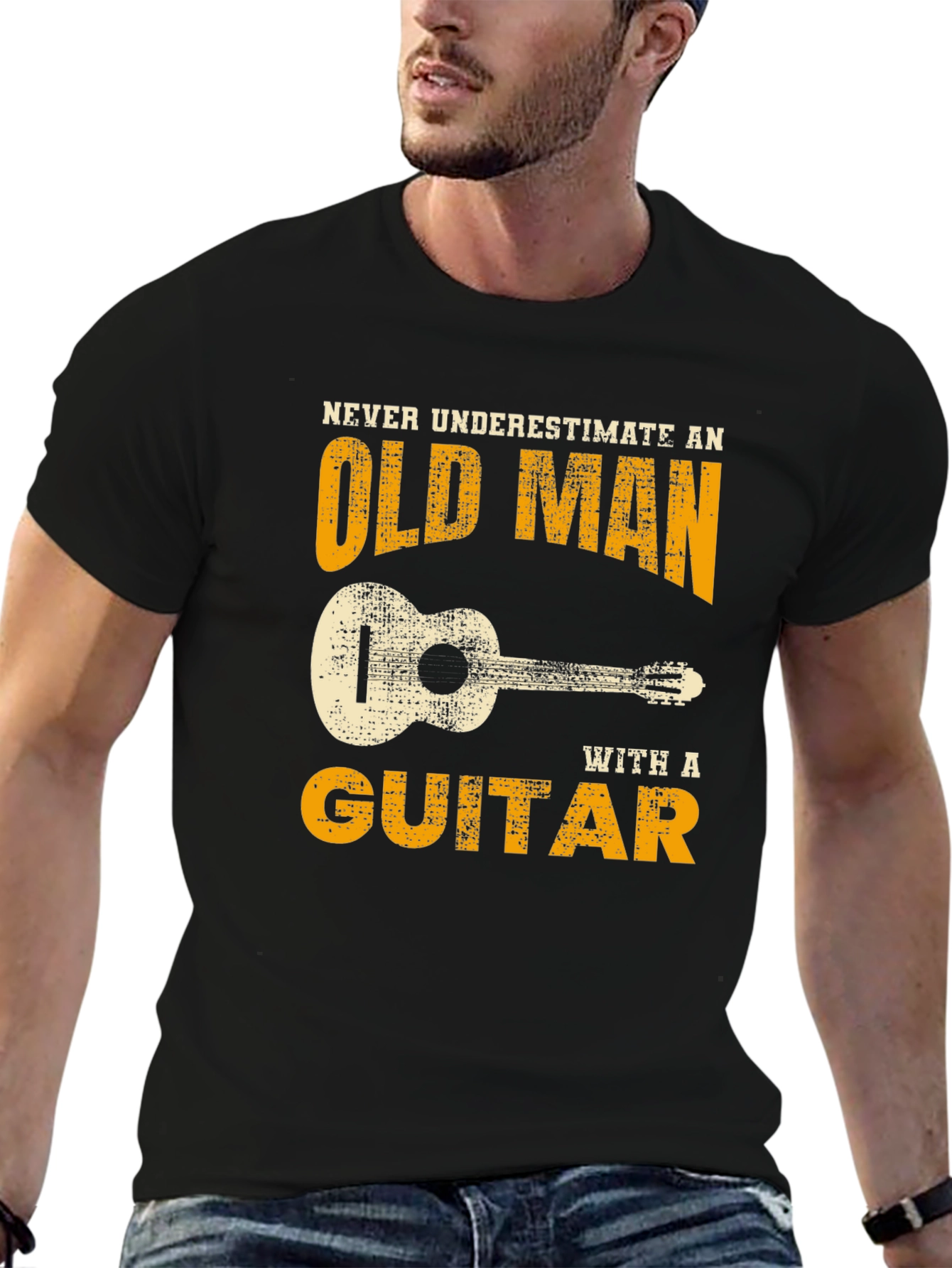 Old Man Guitar T-Shirt - Black