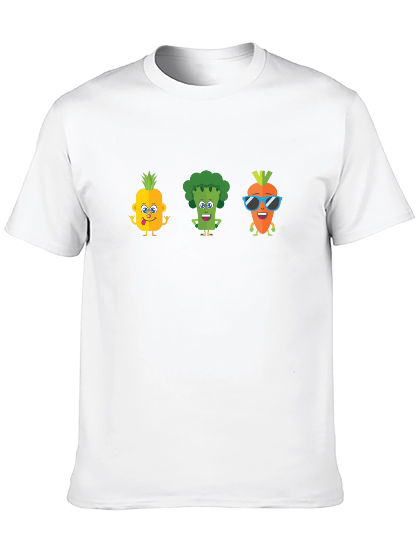 Fun Fruit & Veggie Graphic Black T-Shirt