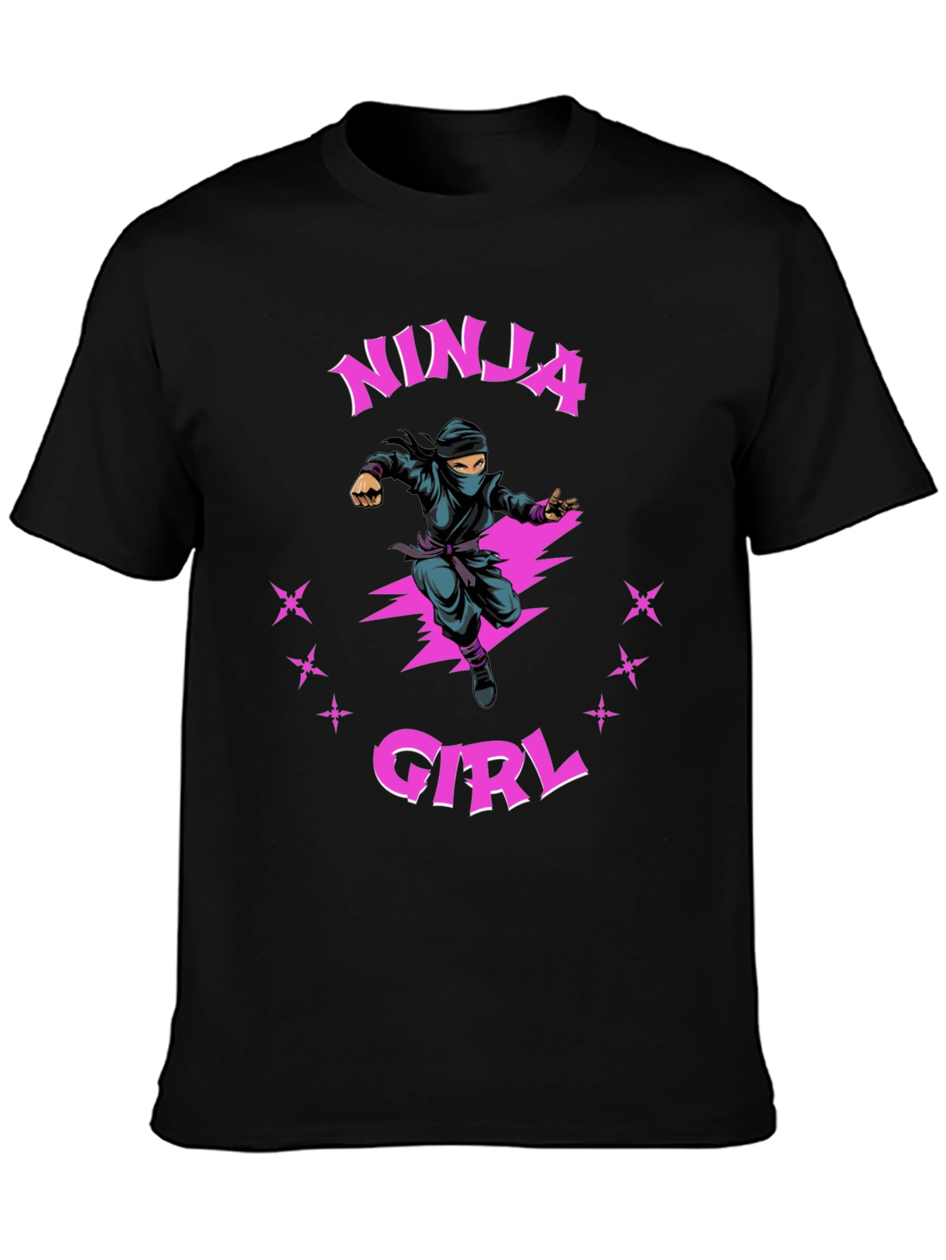 Ninja Girl Graphic T-Shirt - Black Cotton Tee