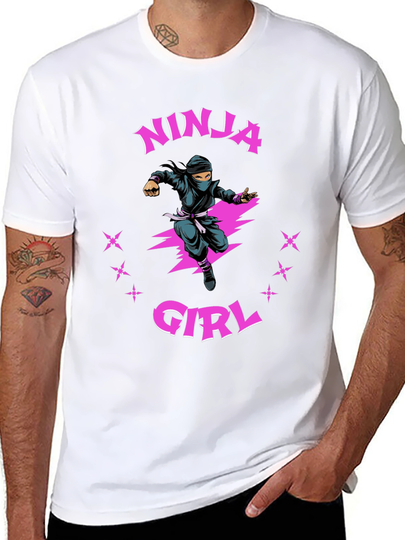 Ninja Girl Graphic T-Shirt - Black Cotton Tee