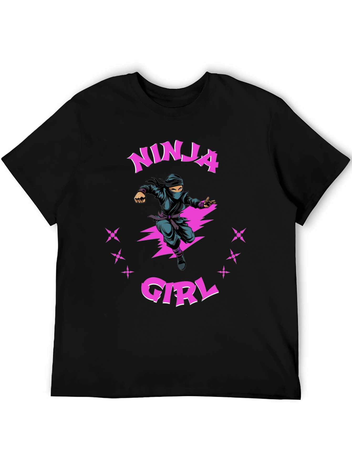 Ninja Girl Graphic T-Shirt - Black Cotton Tee