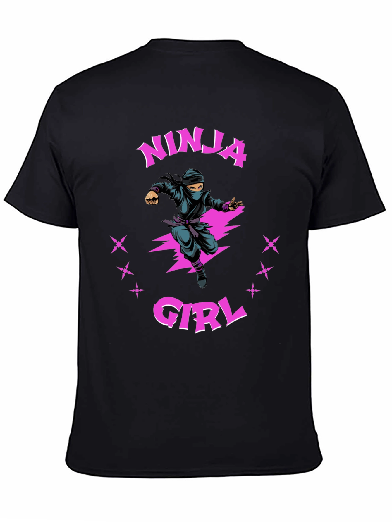 Ninja Girl Graphic T-Shirt - Black Cotton Tee