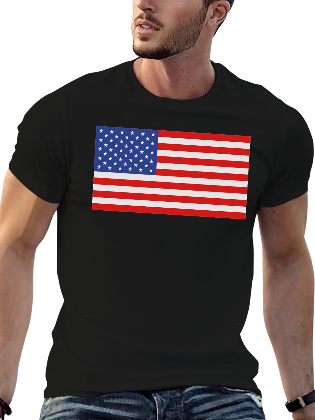 American Flag Graphic Black T-Shirt