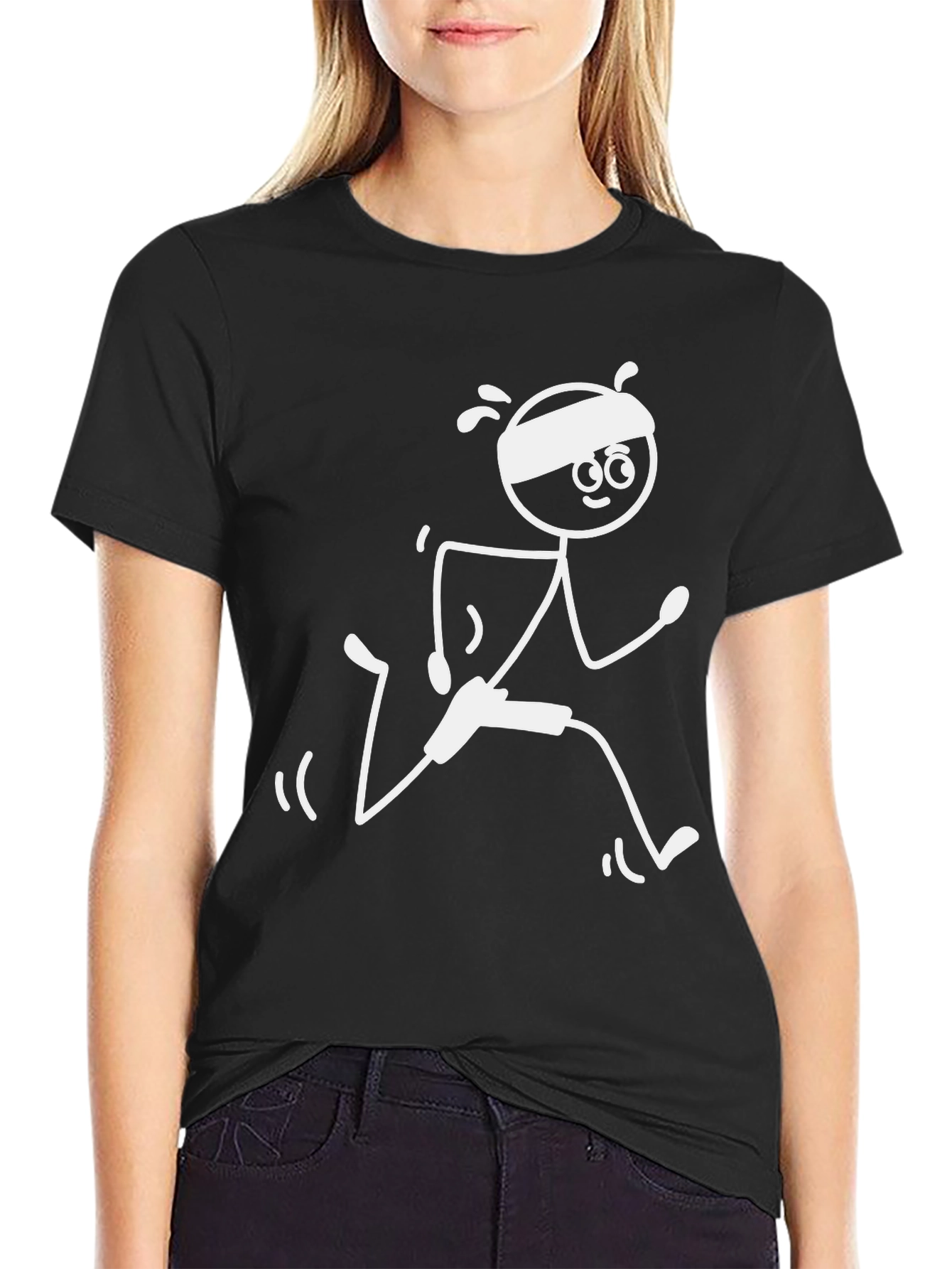 Runner Stick Figure Graphic Tee - Black
