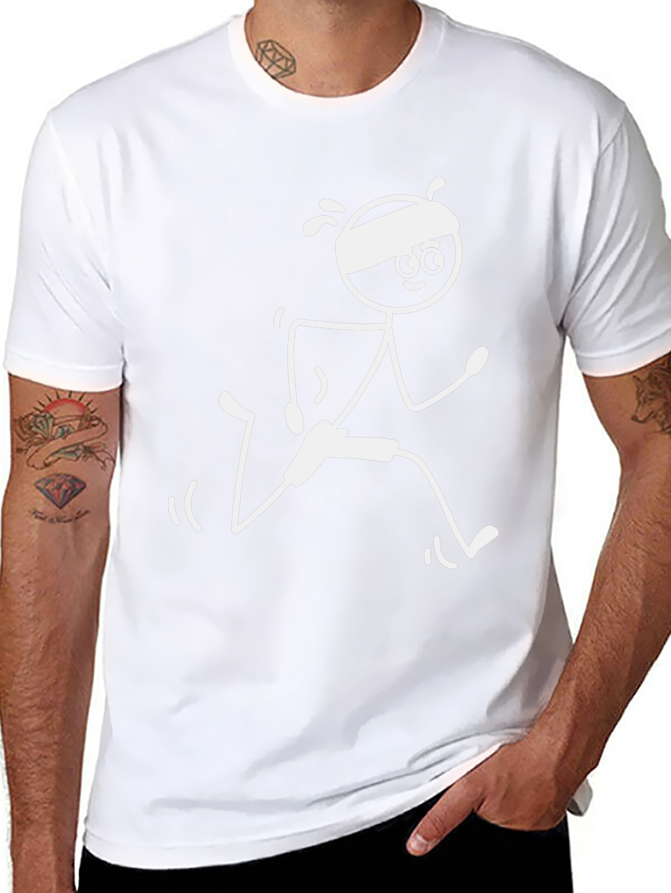 Runner Stick Figure Graphic Tee - Black