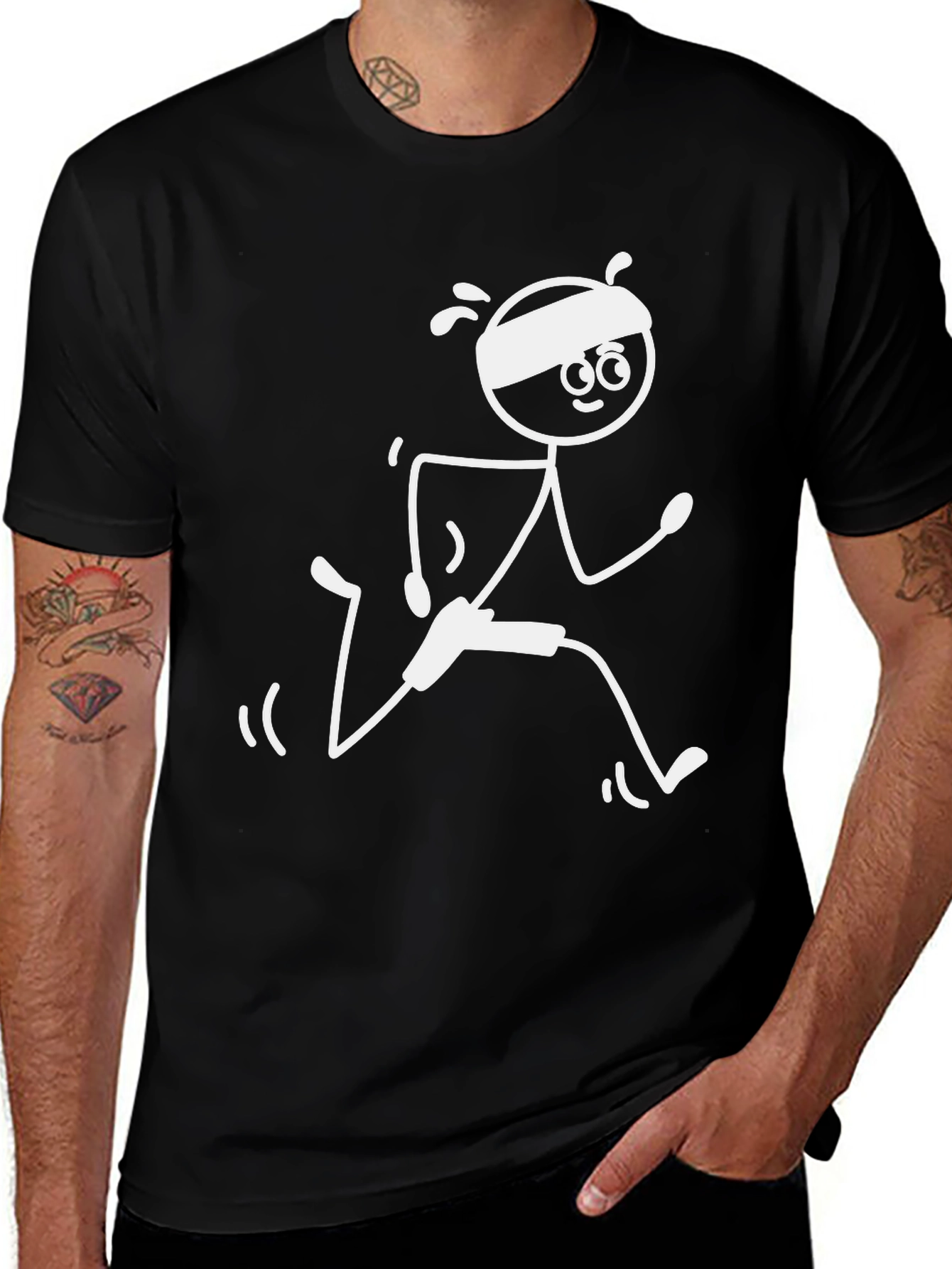 Runner Stick Figure Graphic Tee - Black