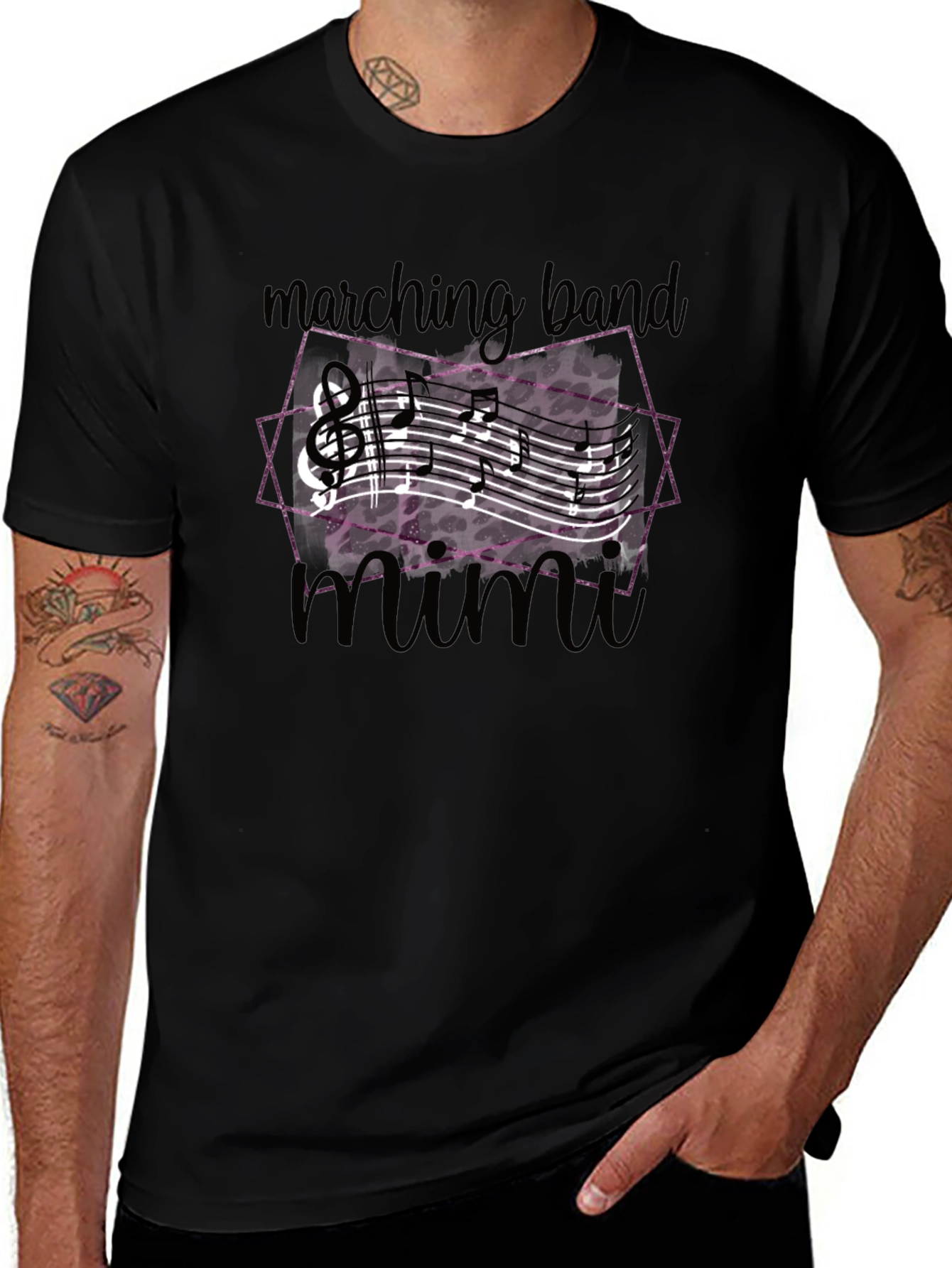 Marching Band Mimi T-Shirt - Music Notes Design