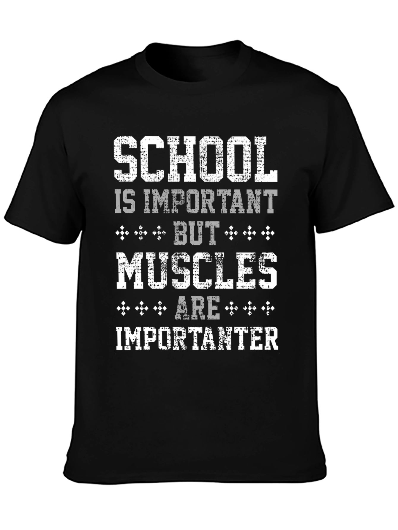 Funny Gym T-Shirt: School vs. Muscles