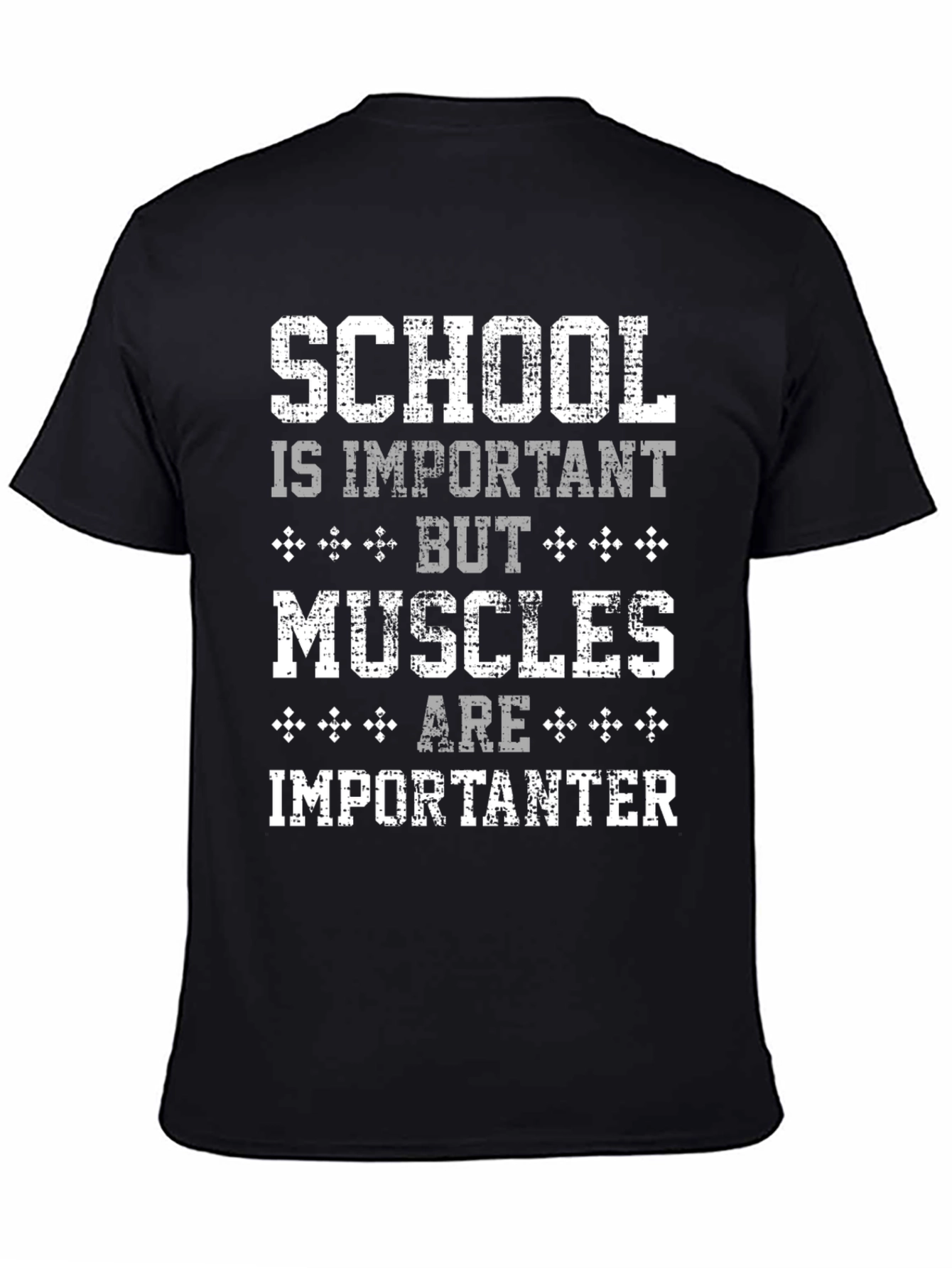 Funny Gym T-Shirt: School vs. Muscles