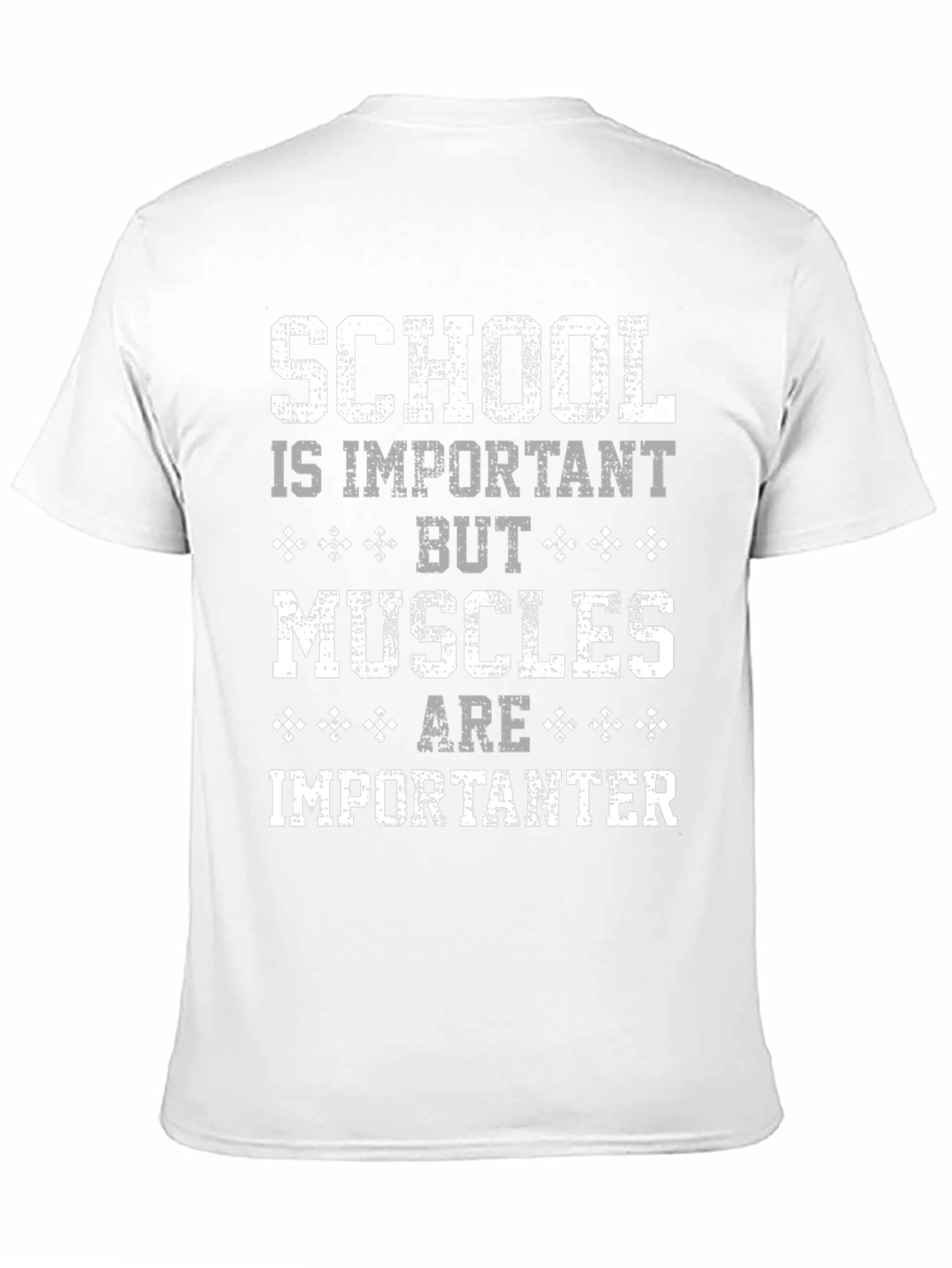 Funny Gym T-Shirt: School vs. Muscles