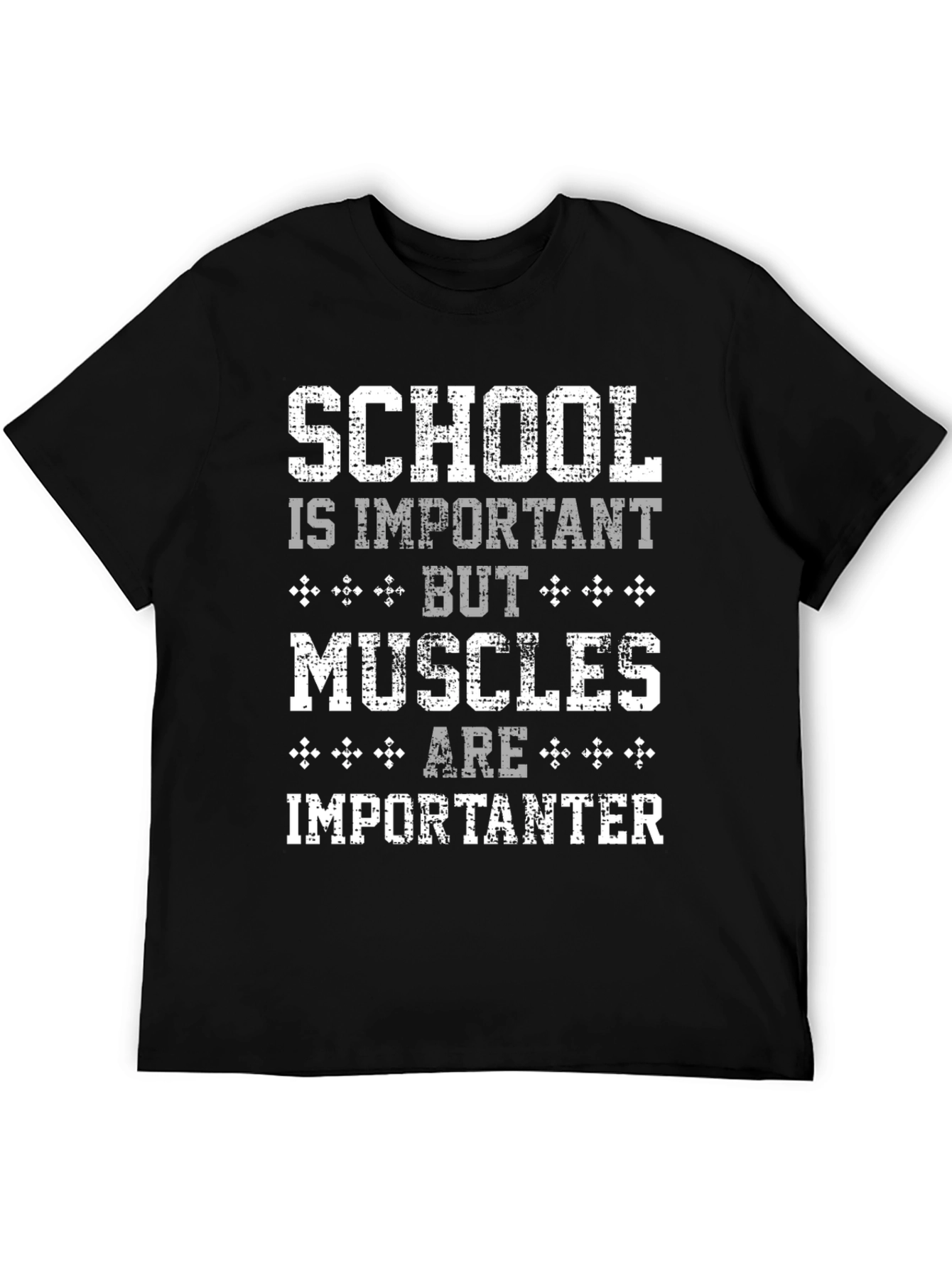 Funny Gym T-Shirt: School vs. Muscles