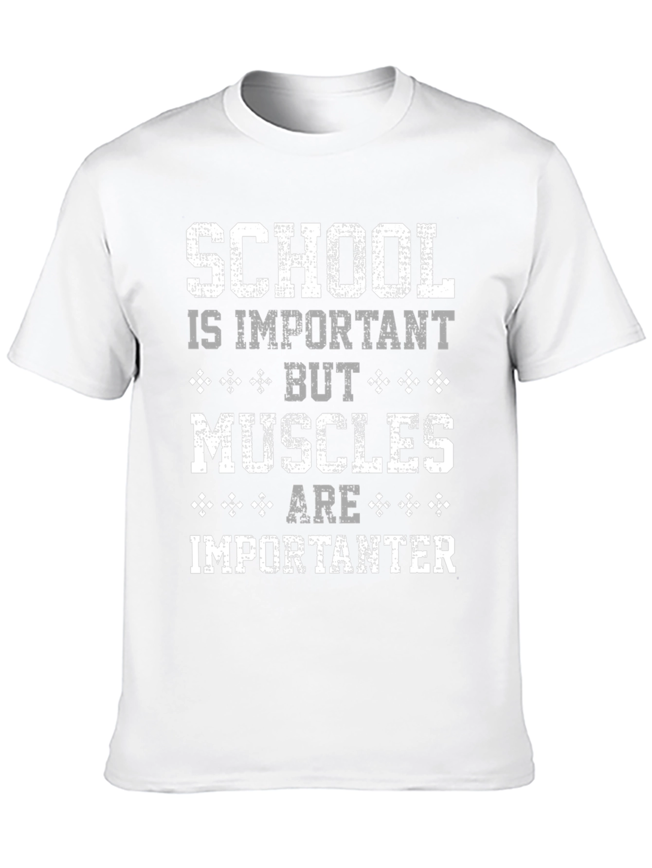 Funny Gym T-Shirt: School vs. Muscles