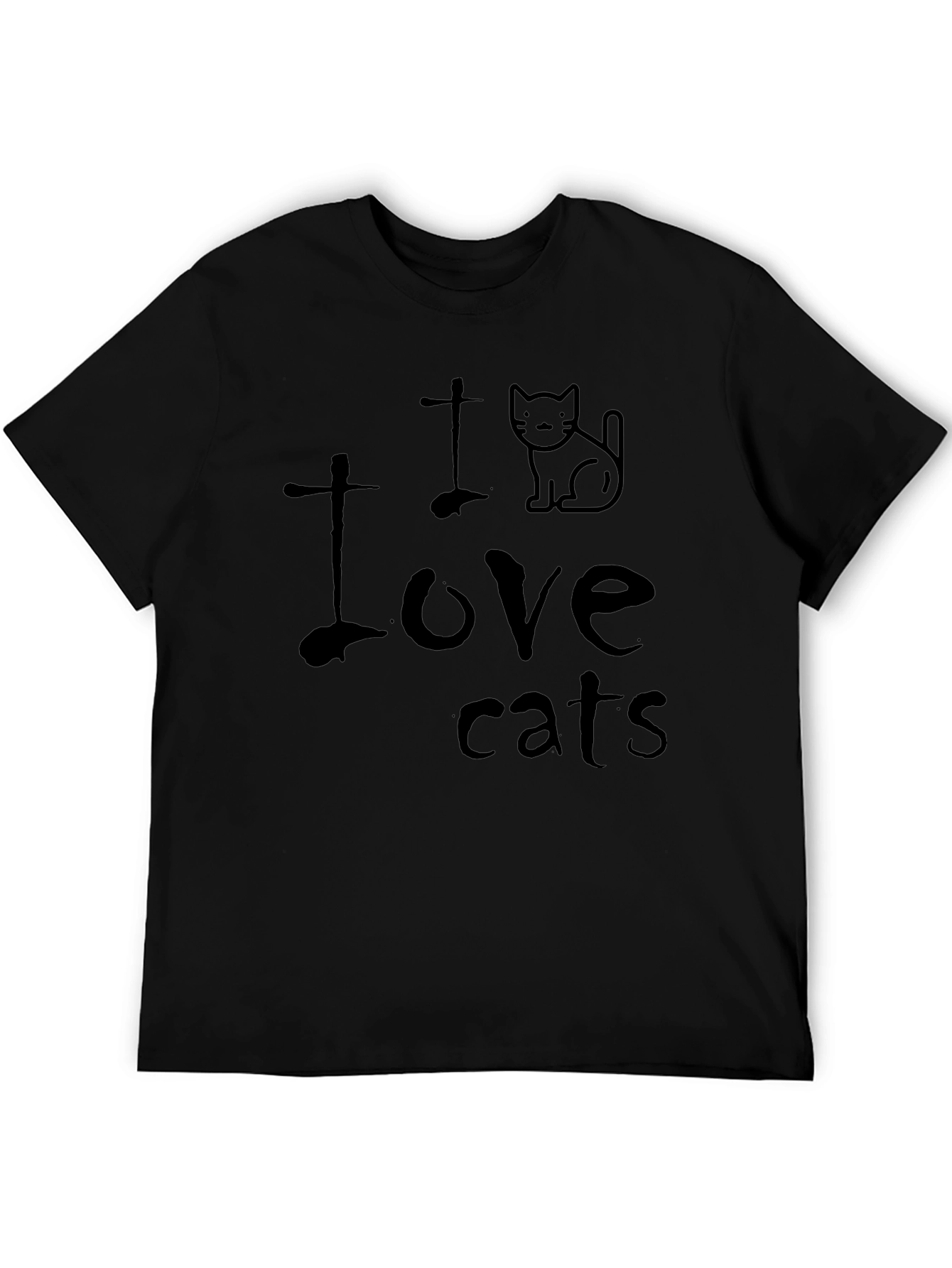 I Love Cats T-Shirt - Black Crew Neck