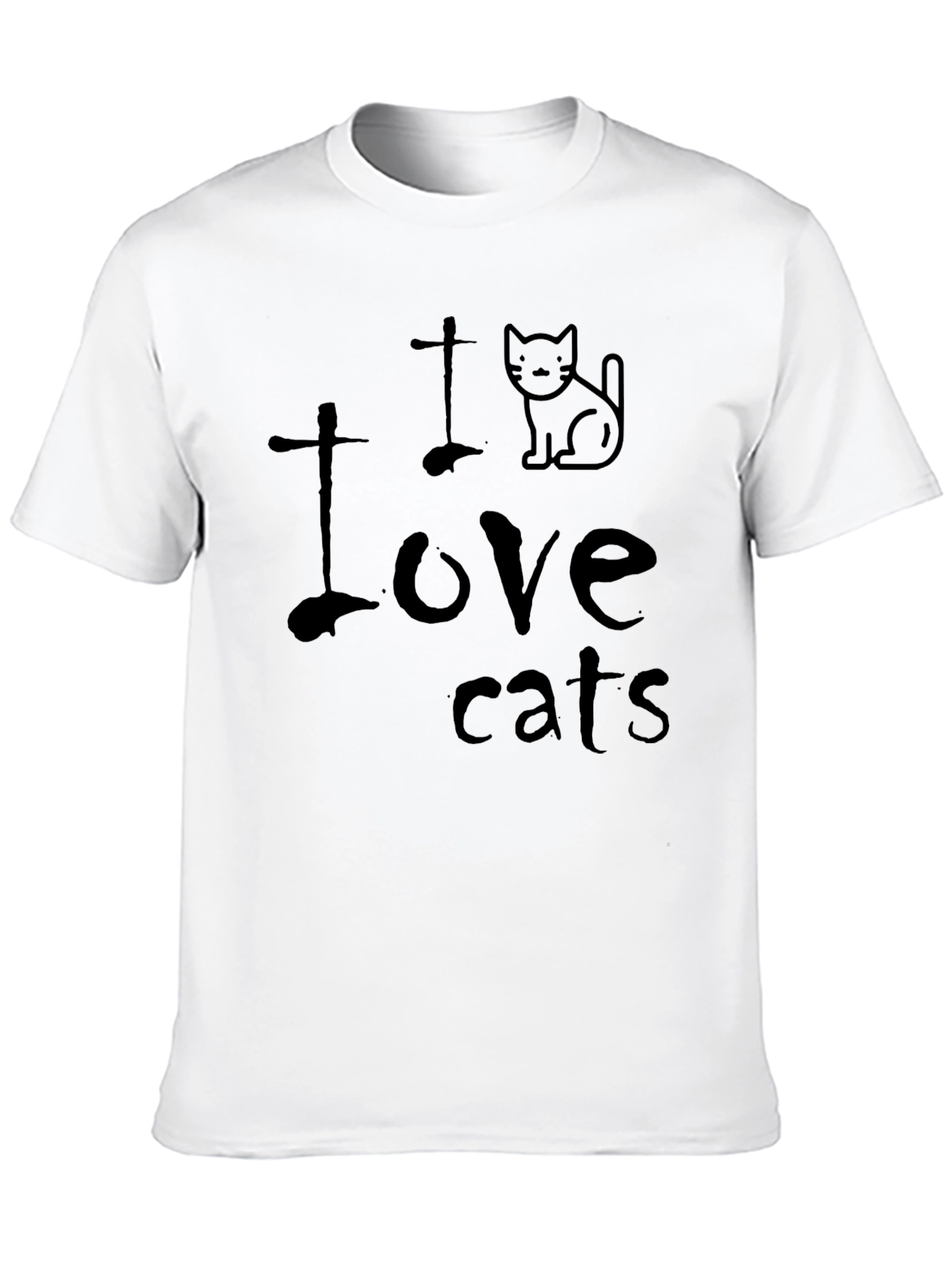 I Love Cats T-Shirt - Black Crew Neck