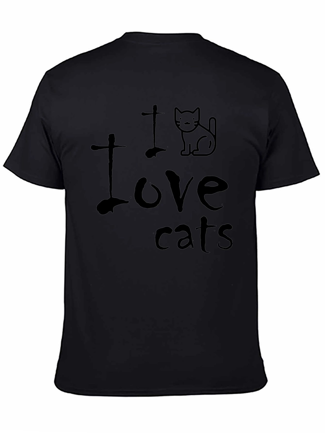 I Love Cats T-Shirt - Black Crew Neck