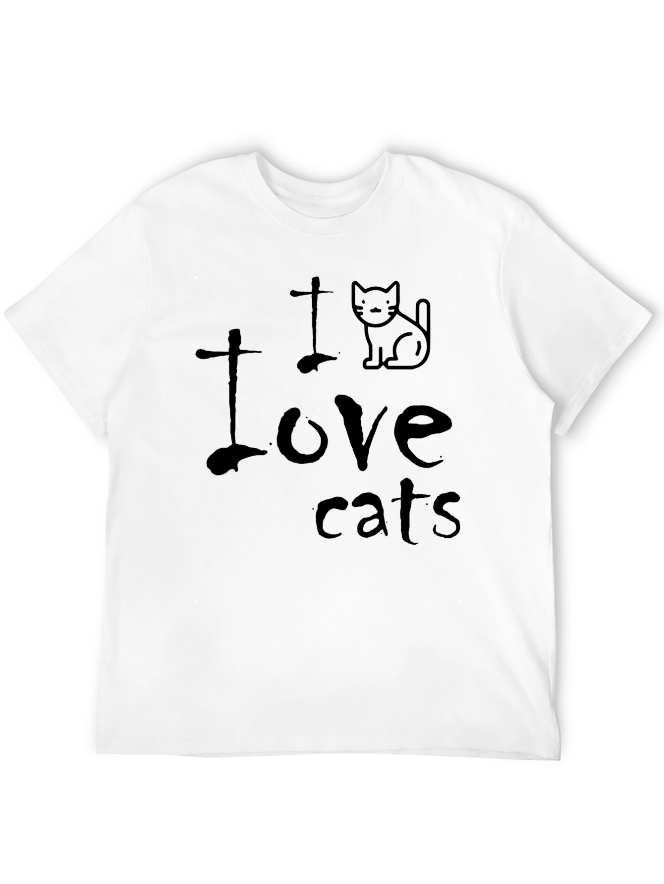I Love Cats T-Shirt - Black Crew Neck