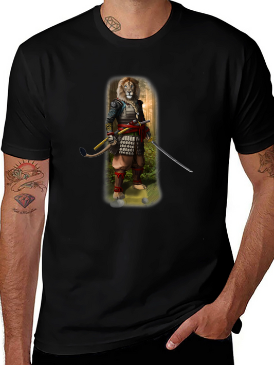 Lion Samurai Graphic T-Shirt - Unique Design