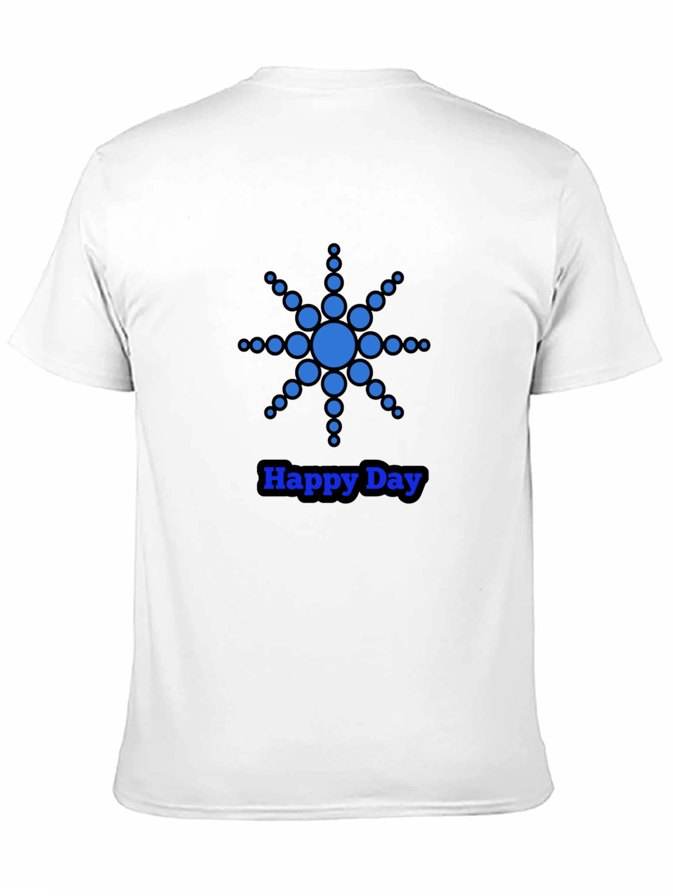 Blue Dot Star Happy Day Black T-Shirt