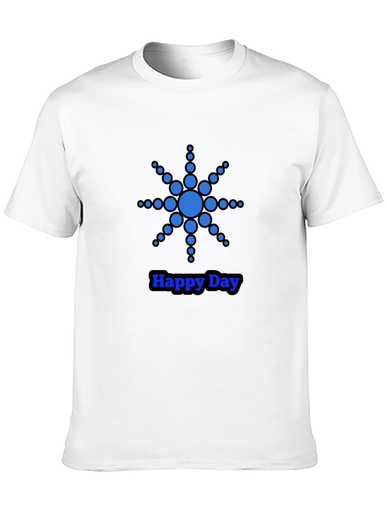 Blue Dot Star Happy Day Black T-Shirt